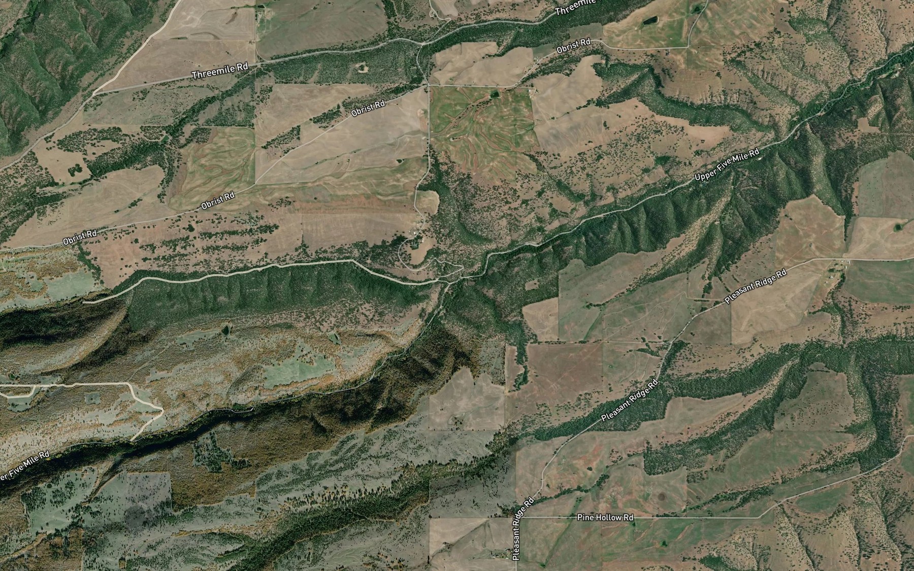 Satellite map of the North Fork Fivemile Creek