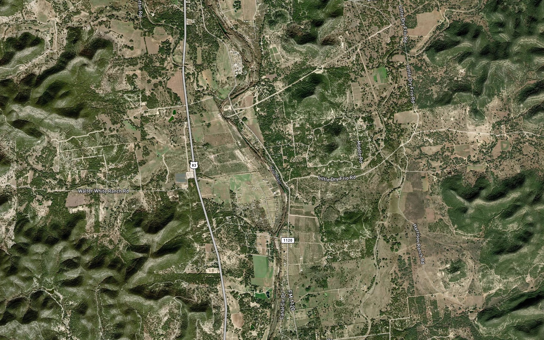 Satellite map of the Flat Creek