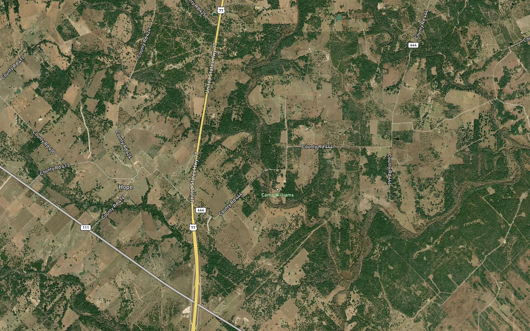 Satellite map of the Supplejack Creek