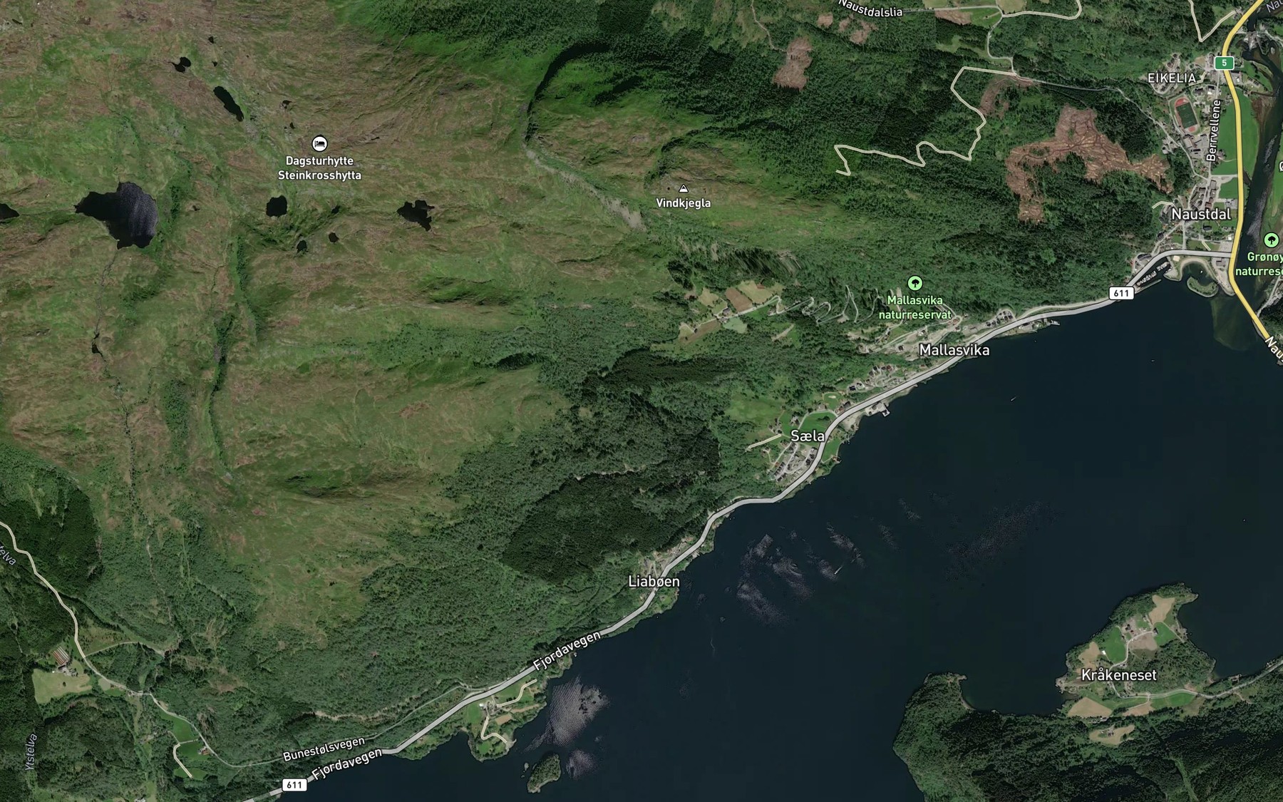 Satellite map of the Saelaelva