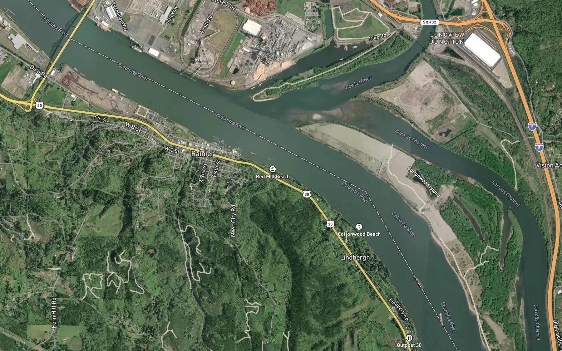 Satellite map of the Owl Creek