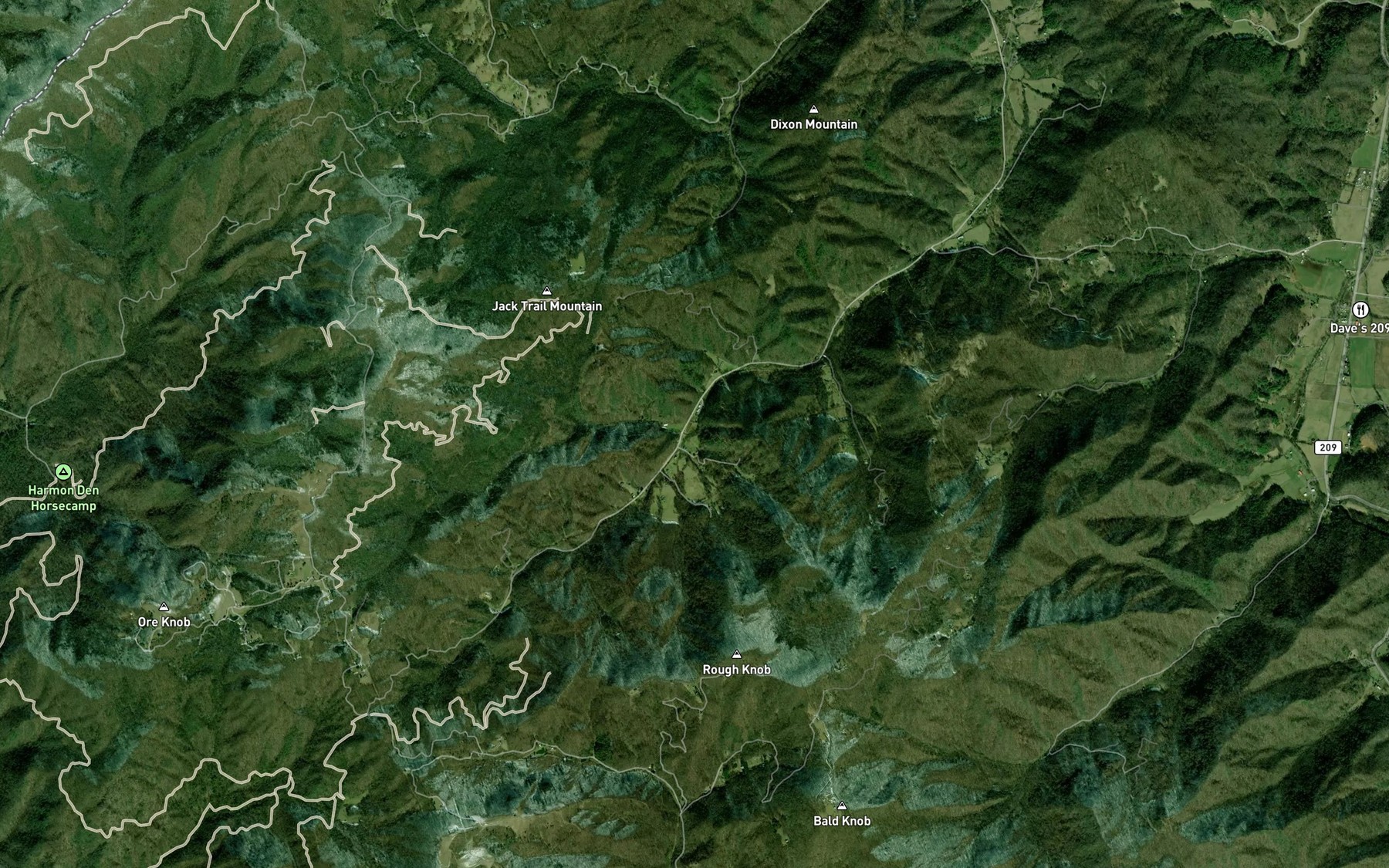 Satellite map of the Maple Spring Branch
