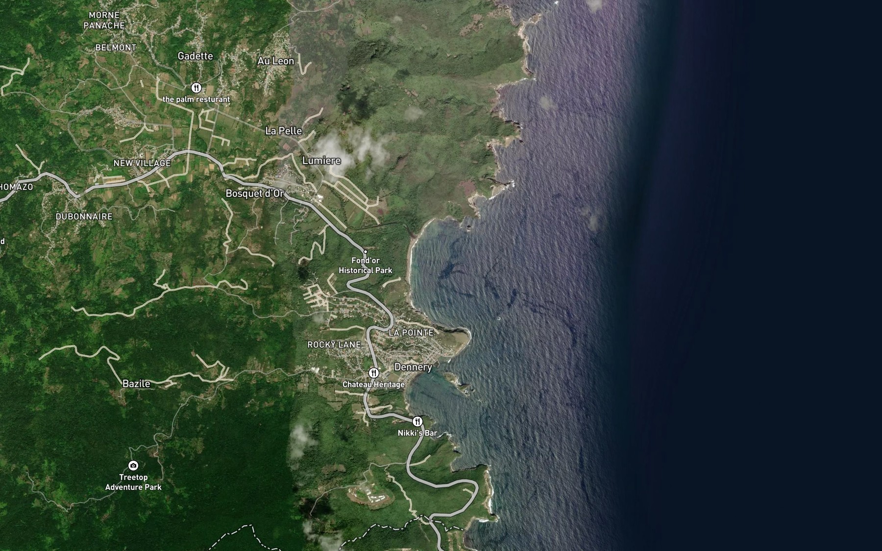 Satellite map of the Fond d'Or Bay