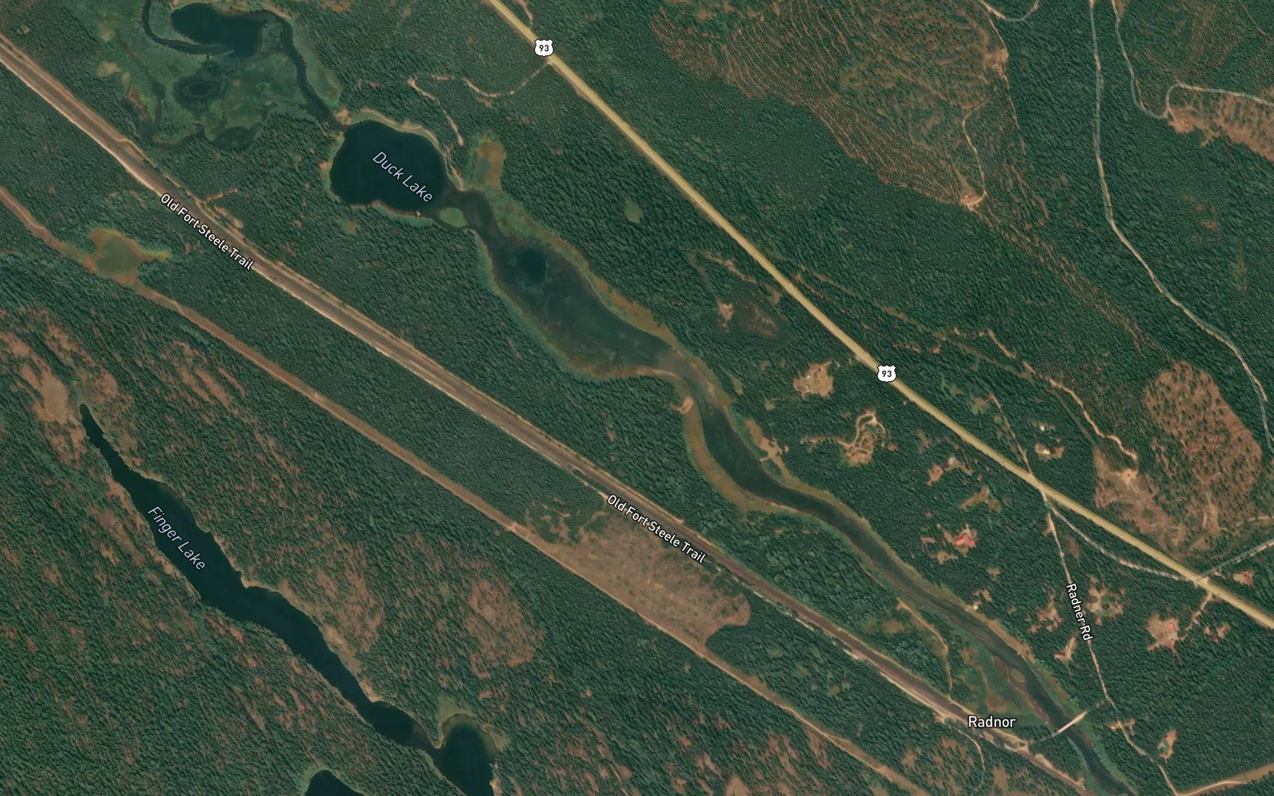 Satellite map of the Duck Lake