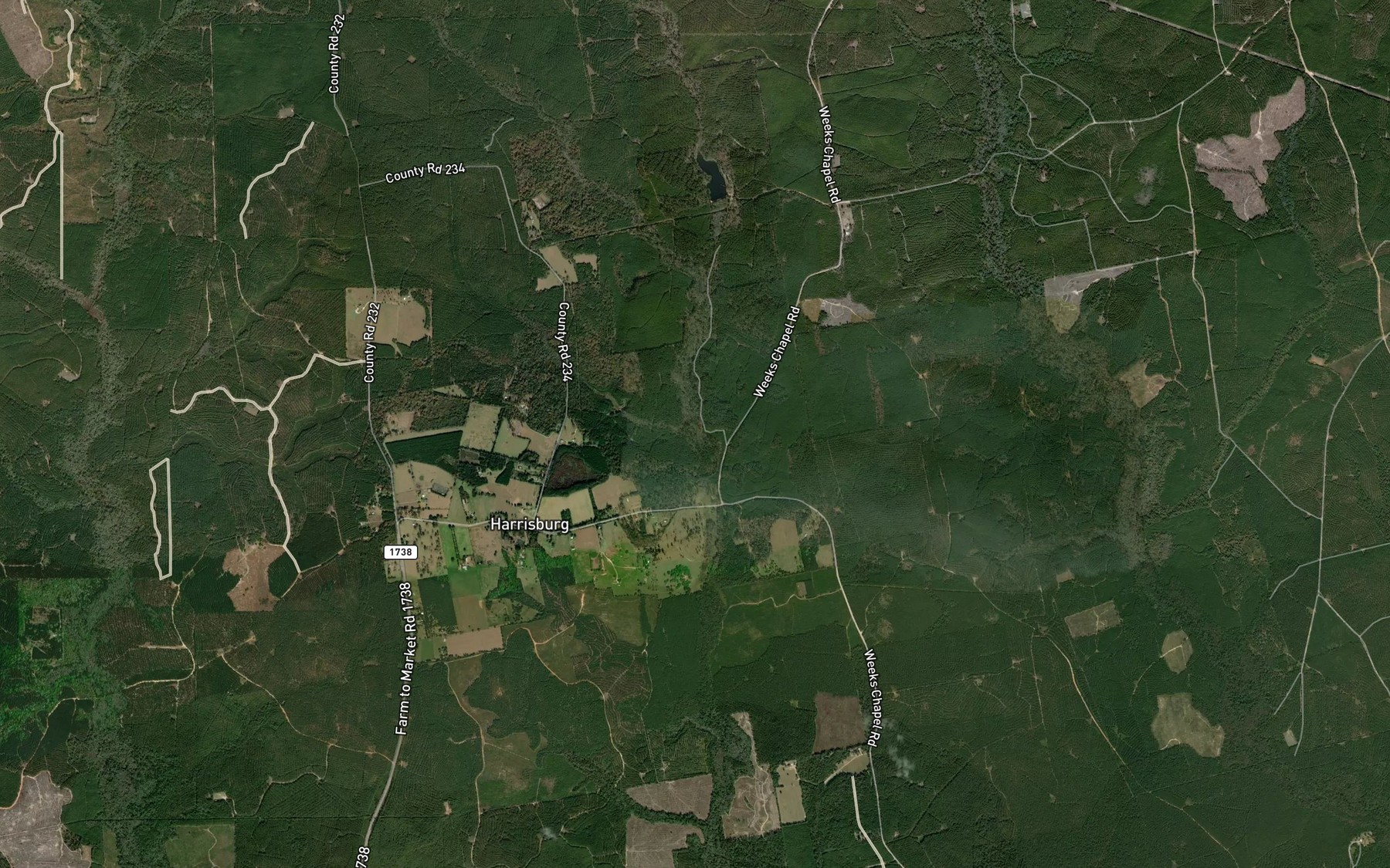 Satellite map of the Bridge Creek