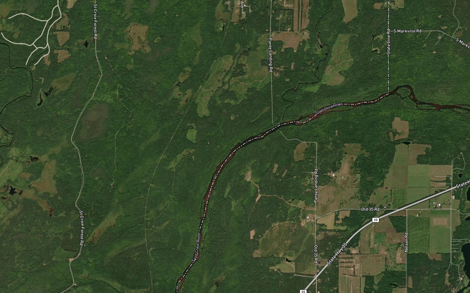 Satellite map of the Trout Brook