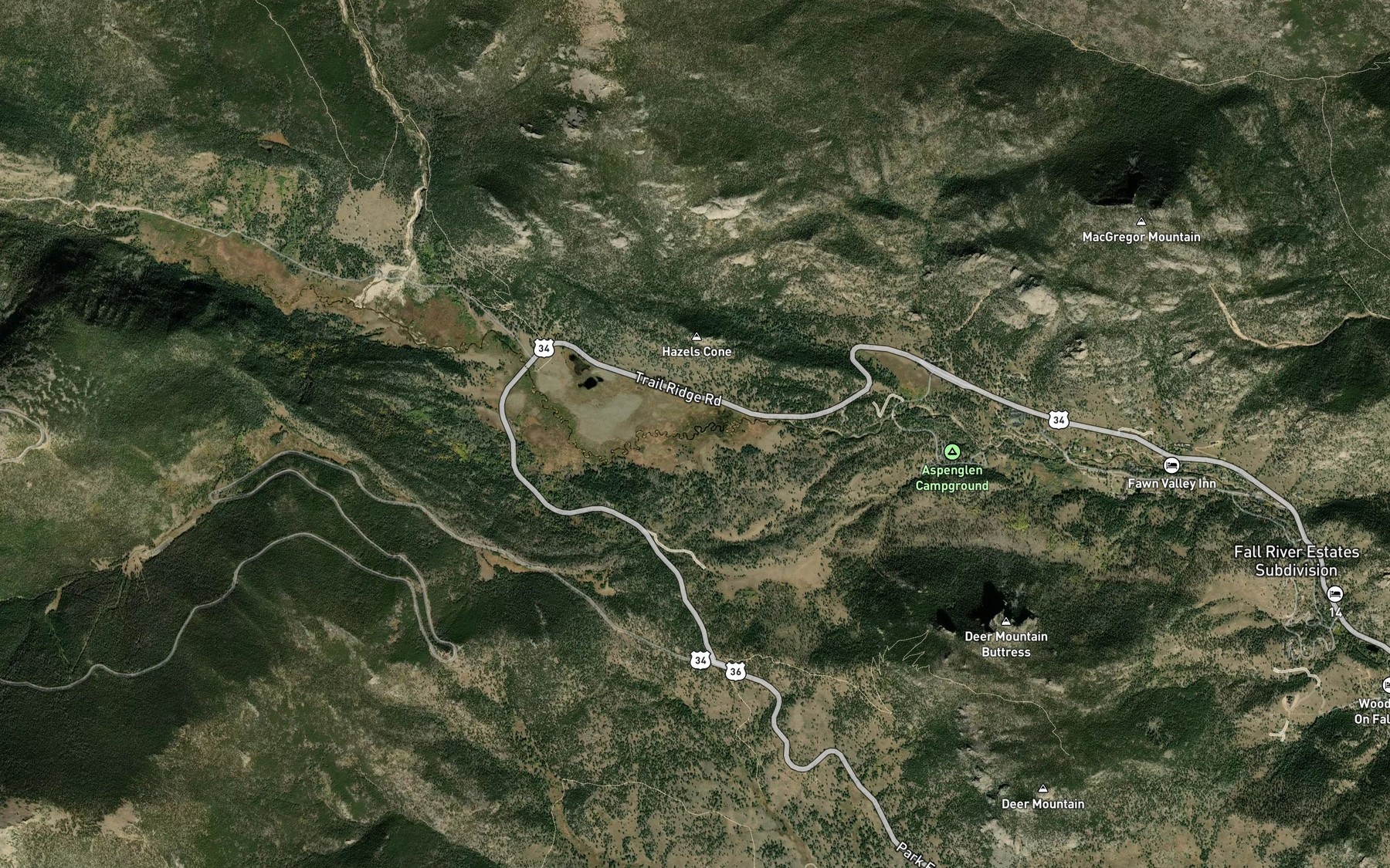 Satellite map of the Hidden Valley Creek
