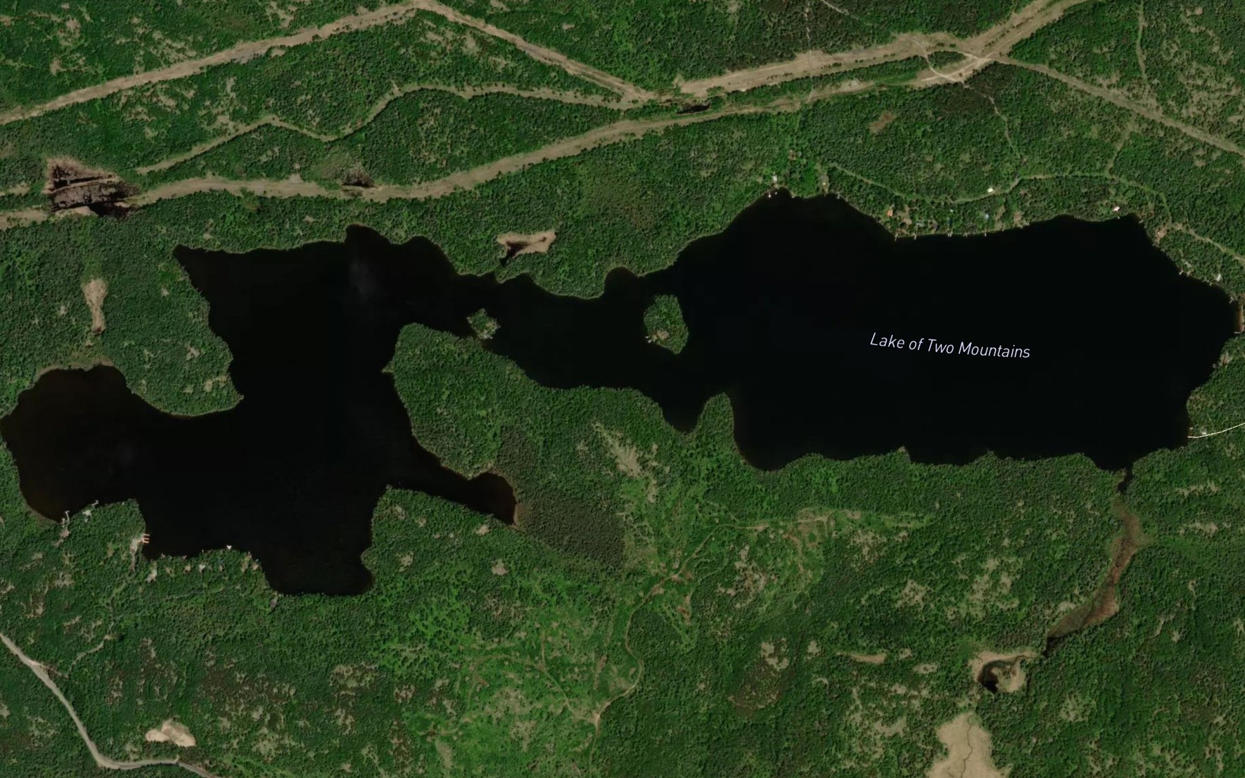 Satellite map of the Lake of Two Mountains