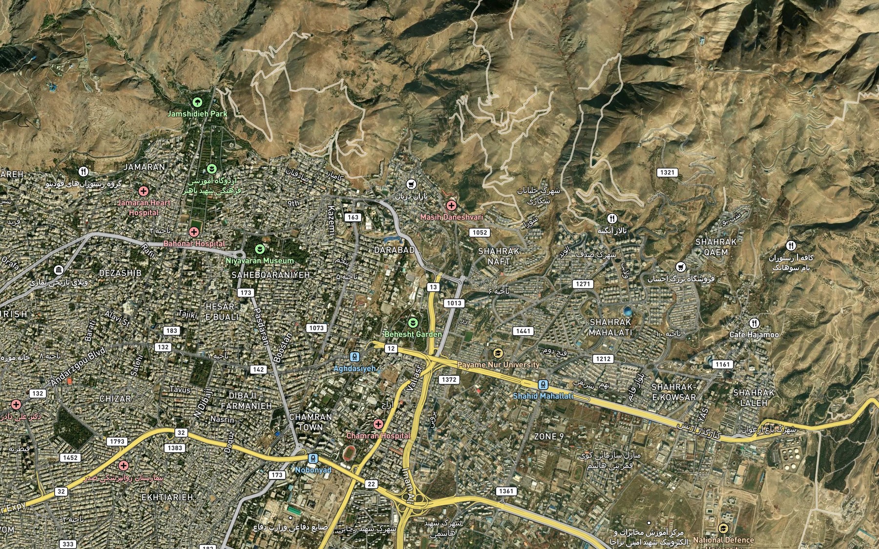 Satellite map of the Rudkhaneh-ye Darabad