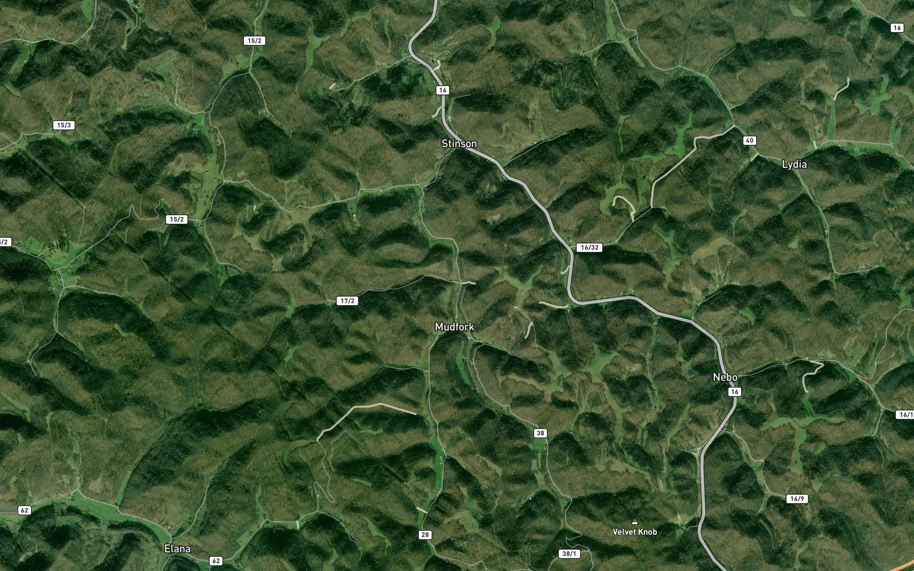 Satellite map of the Camp Run