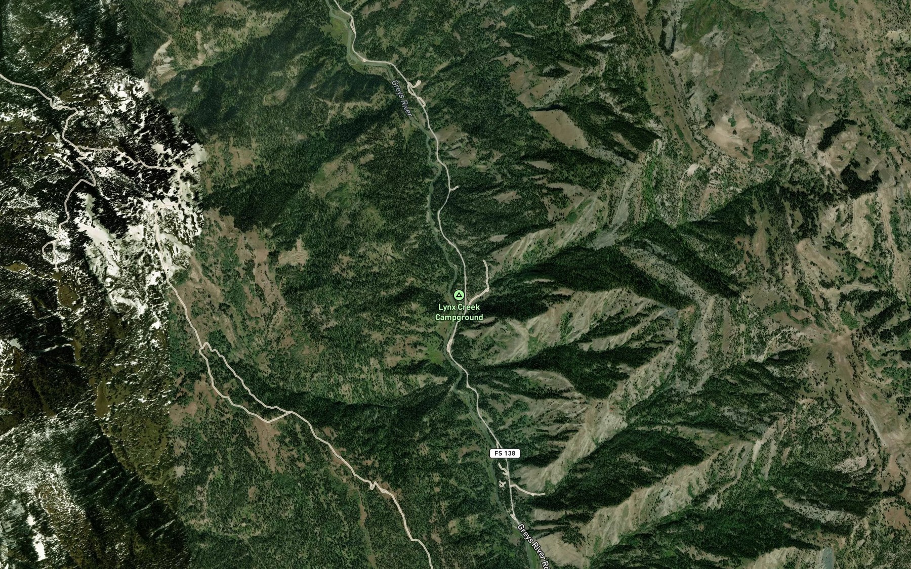 Satellite map of the Lynx Creek