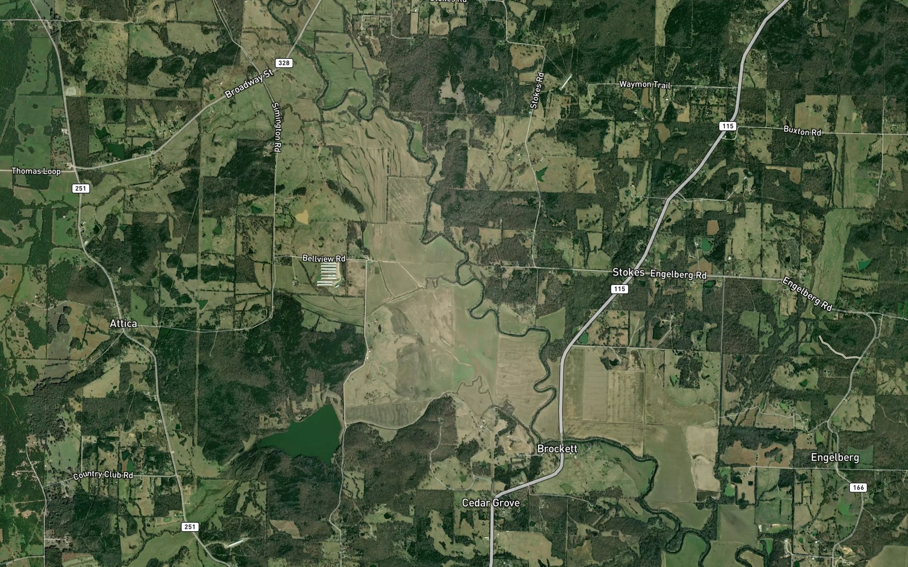 Satellite map of the Foster Creek