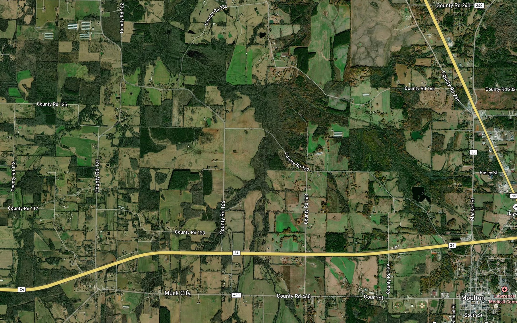 Satellite map of the Muddy Prong