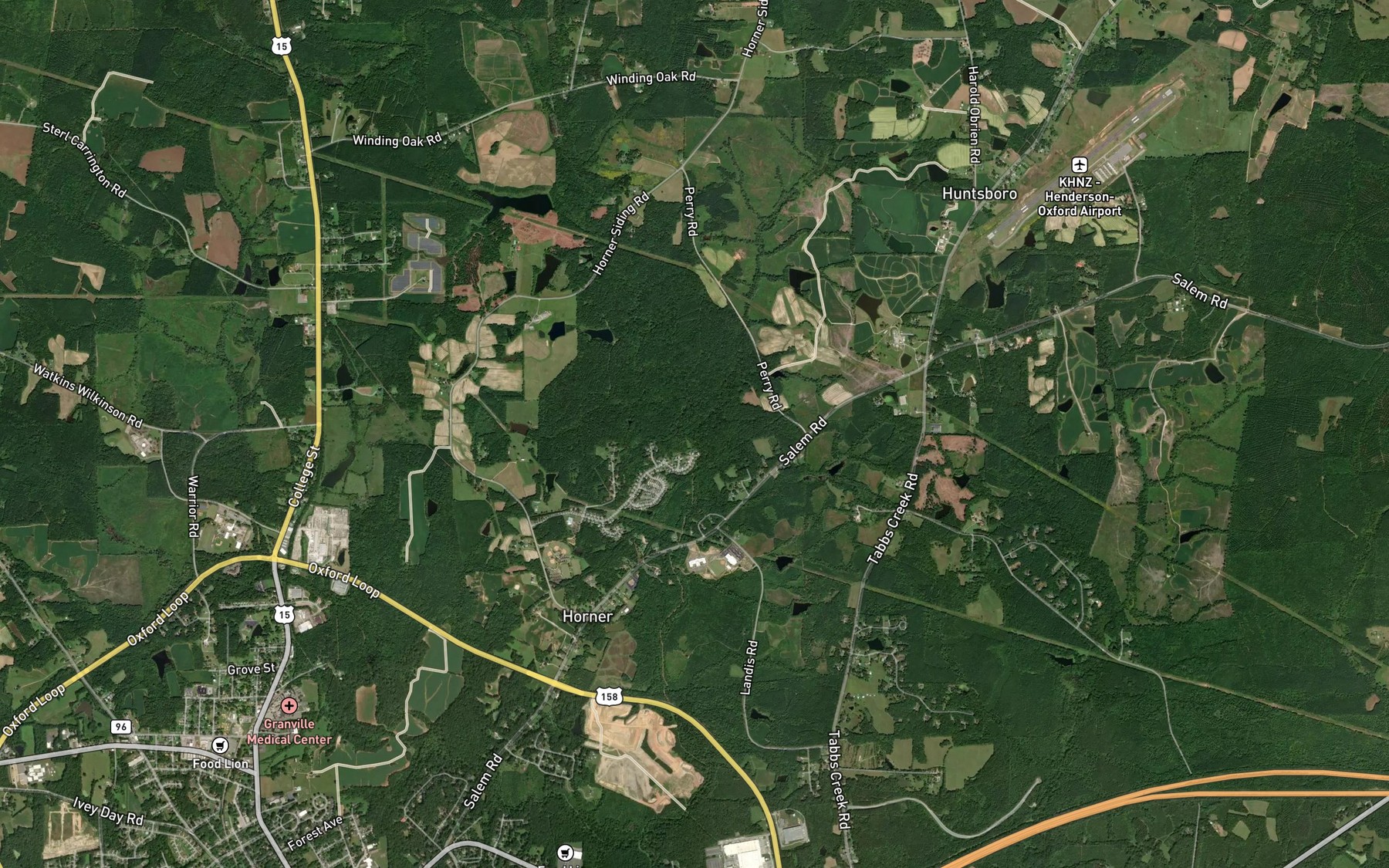 Satellite map of the Winding Oak Creek