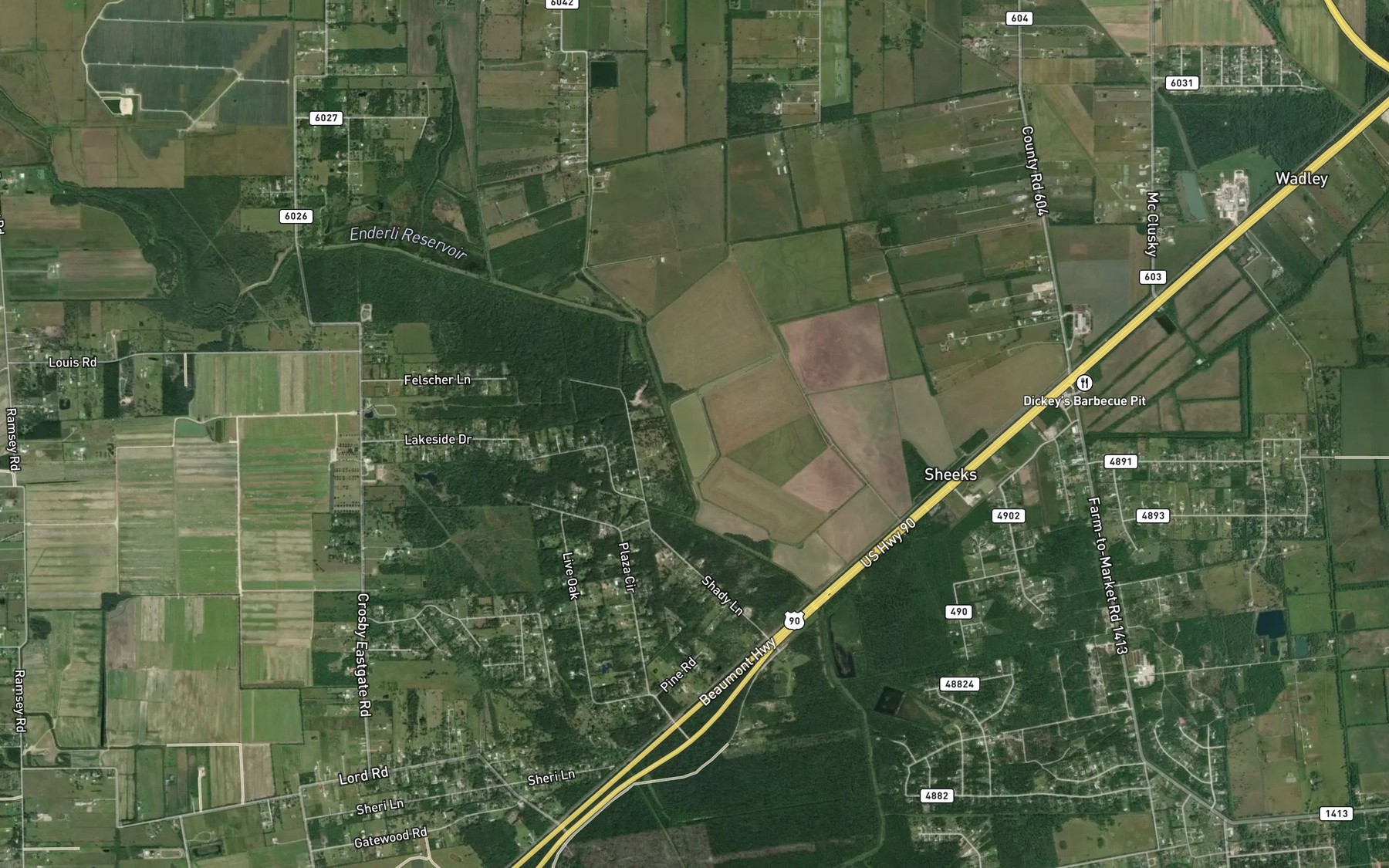 Satellite map of the J M Frost Reservoir Number 2
