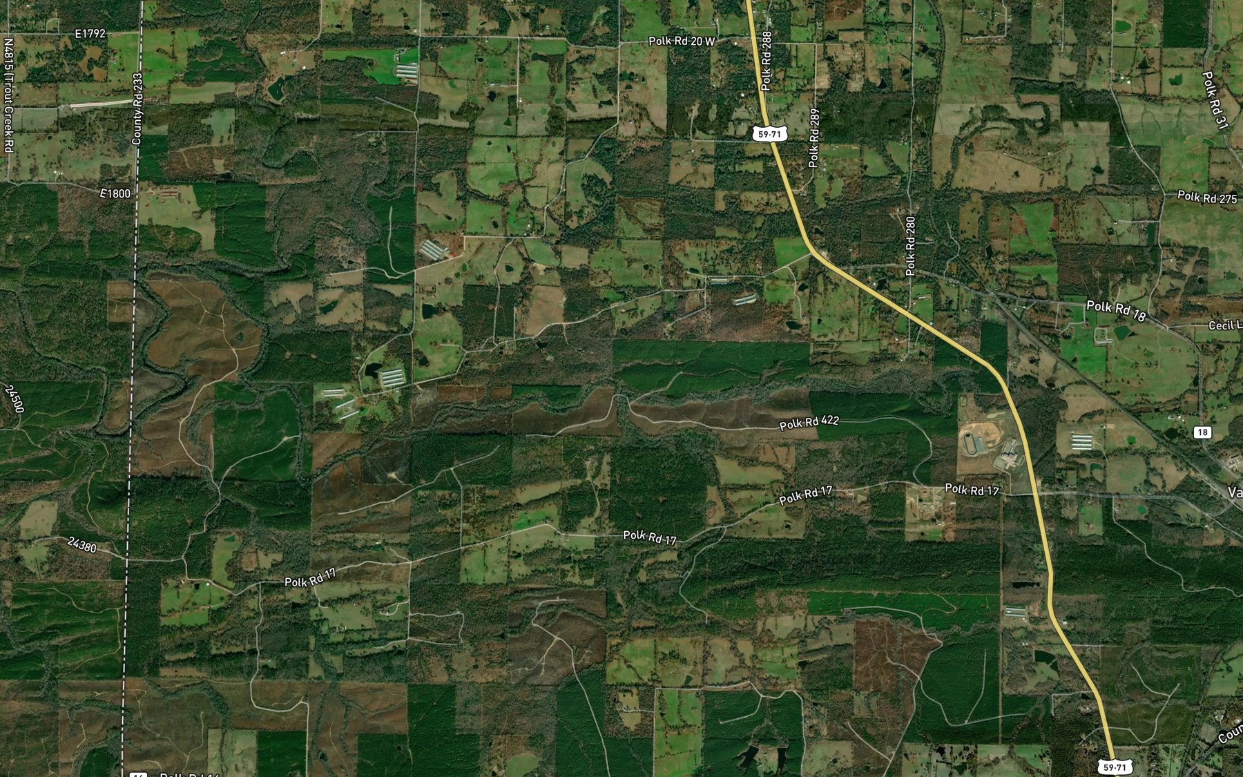 Satellite map of the Little Hickory Creek