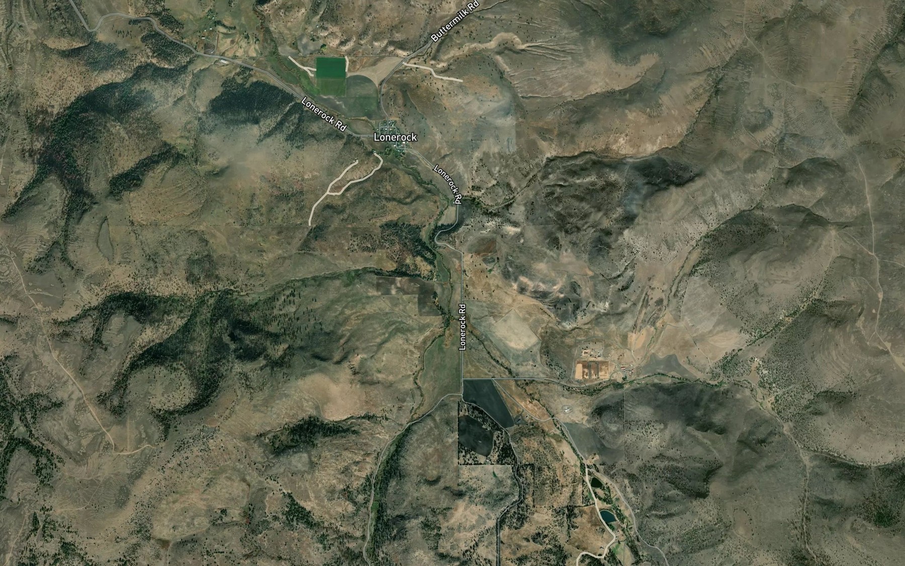 Satellite map of the Johnson Creek
