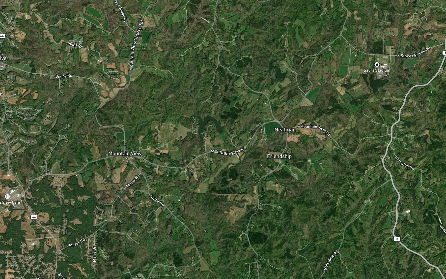 Satellite map of the Town Fork Creek Watershed Lake Ten