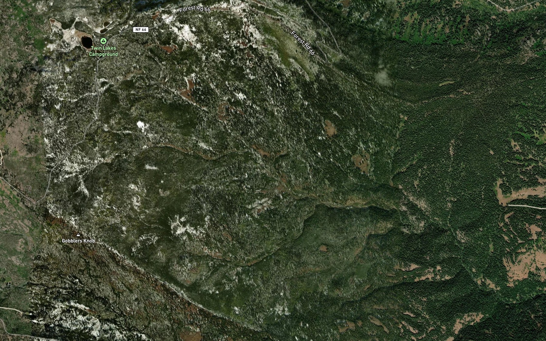Satellite map of the Cabin Creek