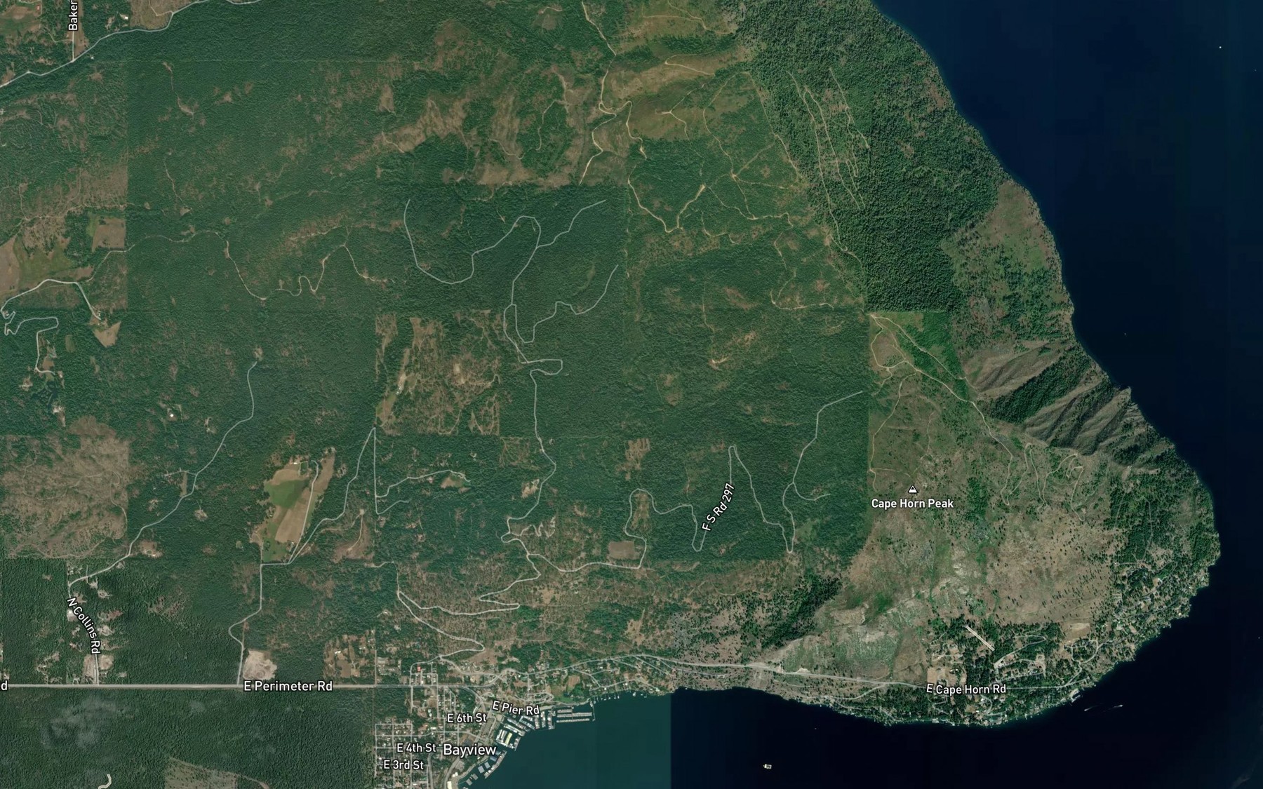 Satellite map of the Cape Horn Creek
