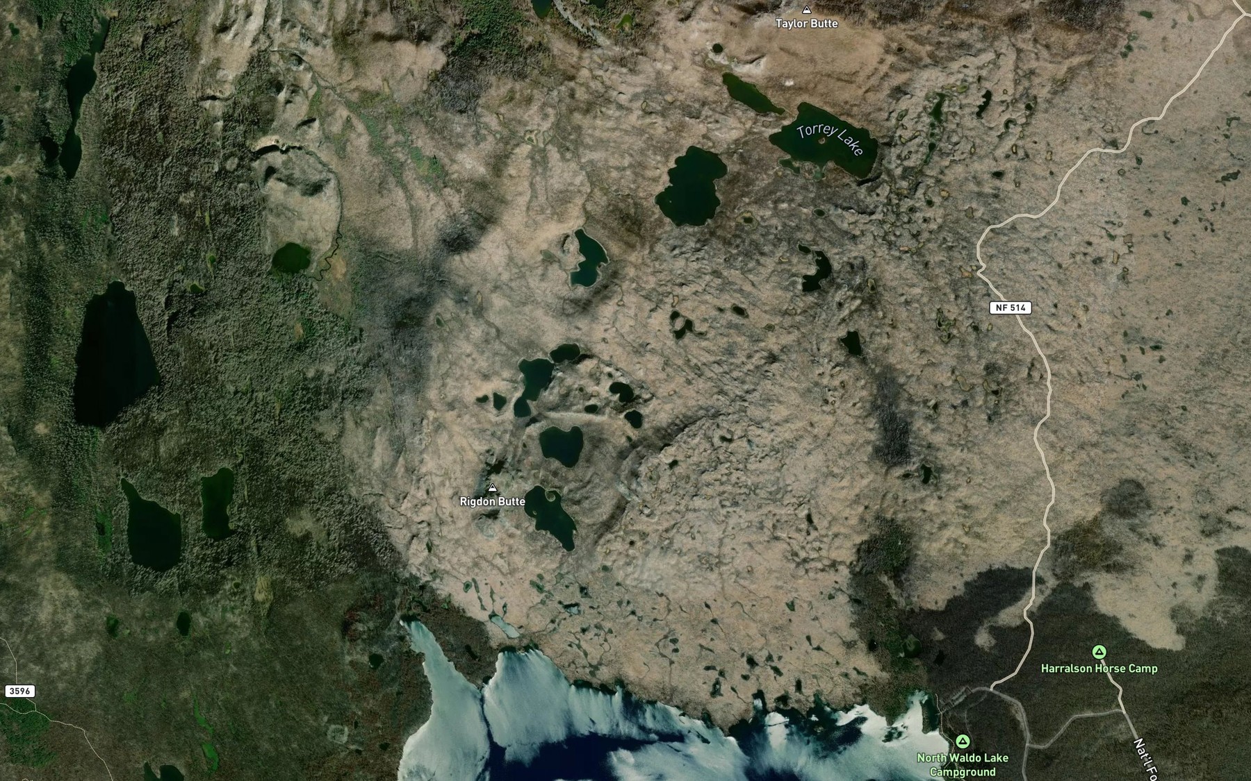 Satellite map of the Mickey Lake
