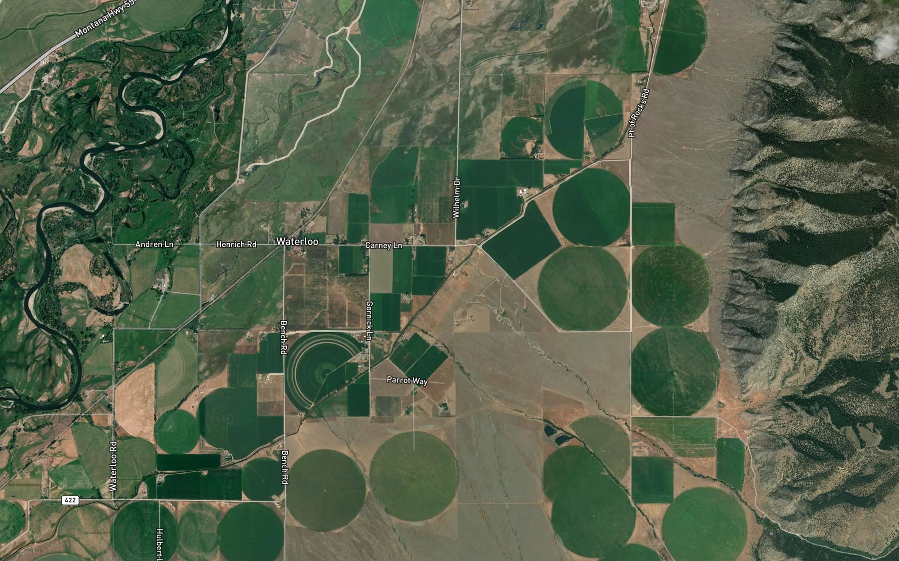 Satellite map of the Mill Creek