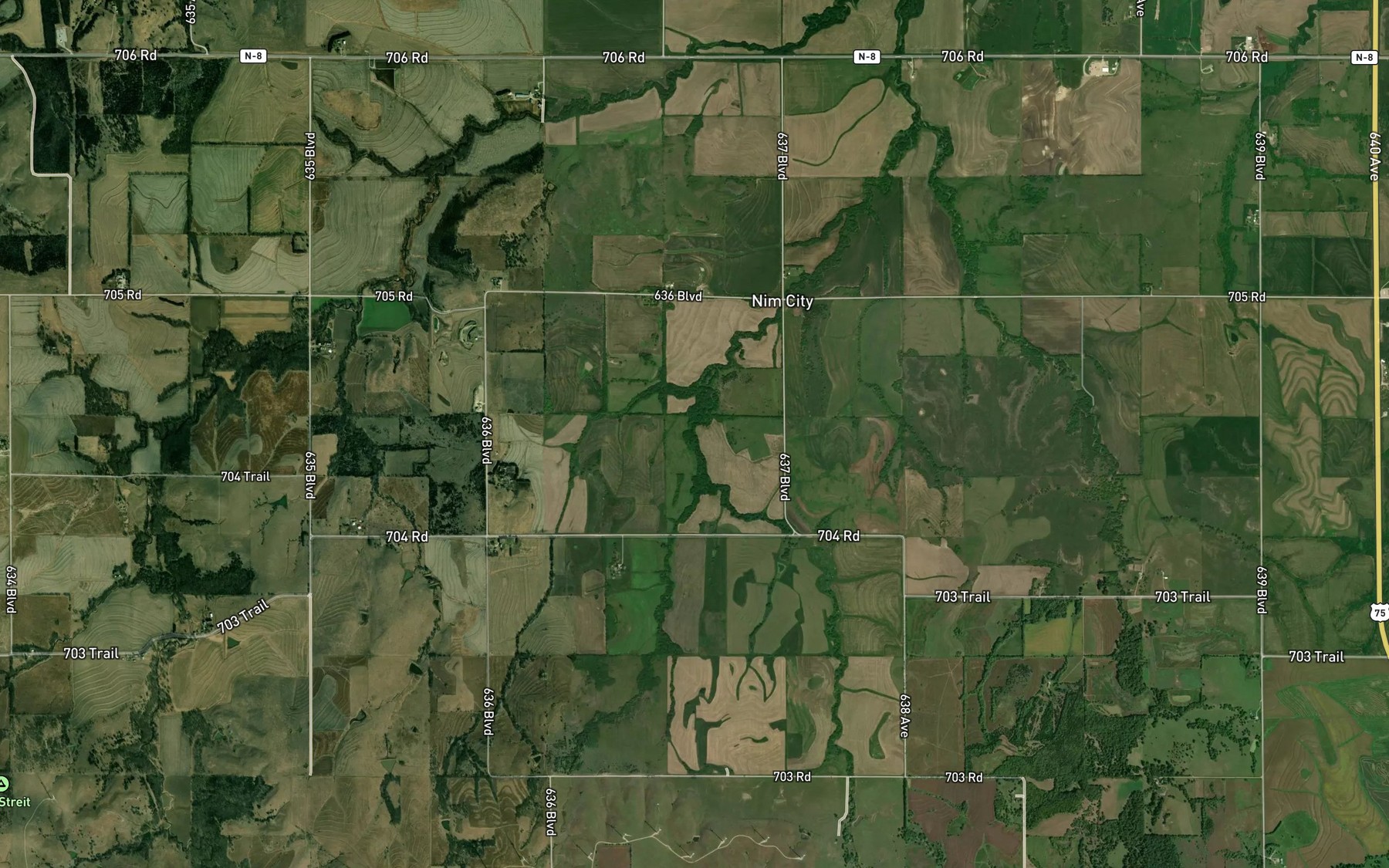 Satellite map of the Spring Creek