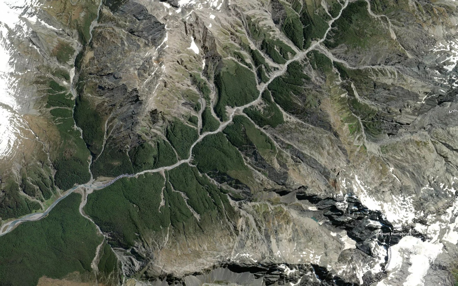 Satellite map of the Humphries Creek