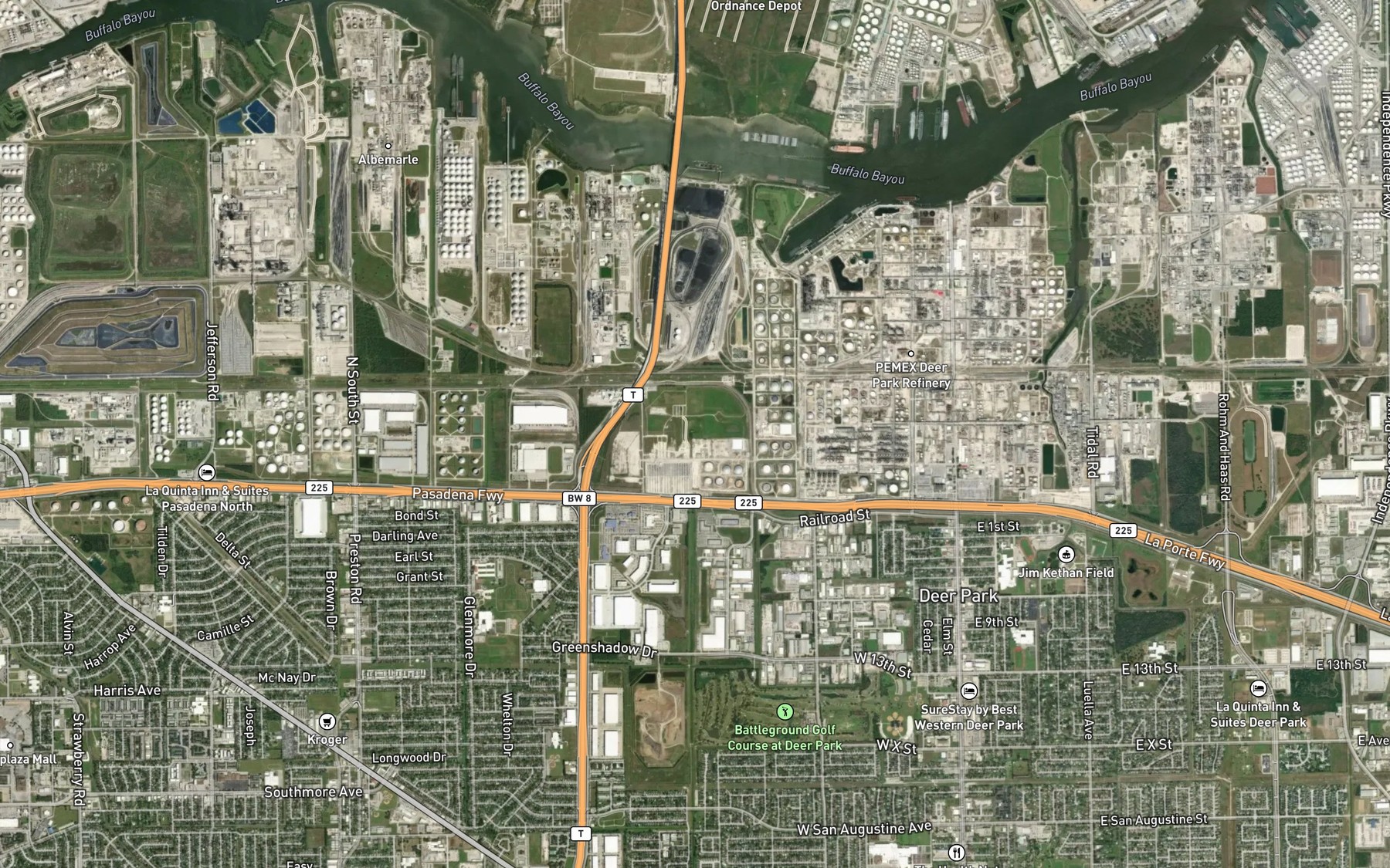 Satellite map of the Boggy Bayou