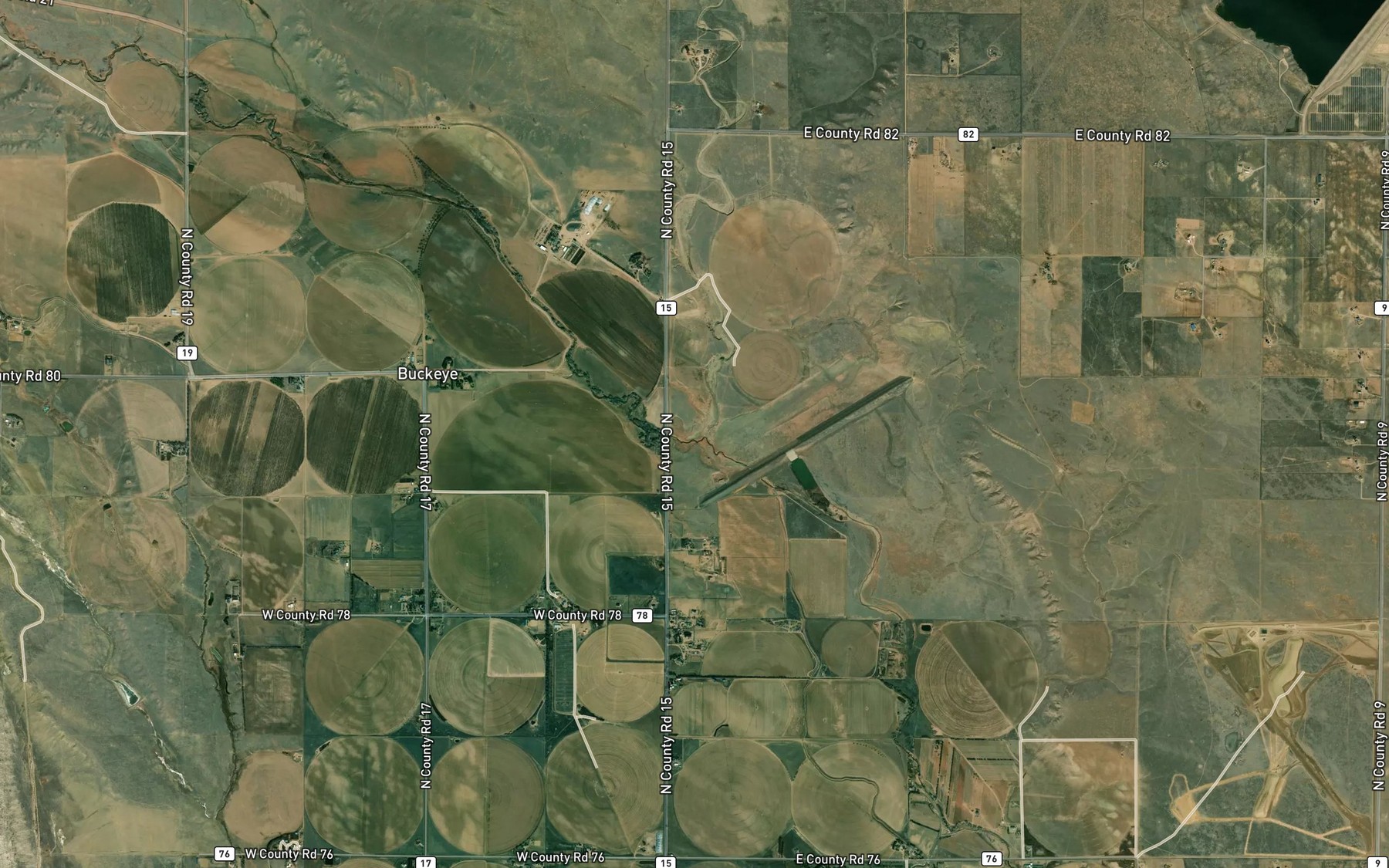Satellite map of the Rawhide Creek