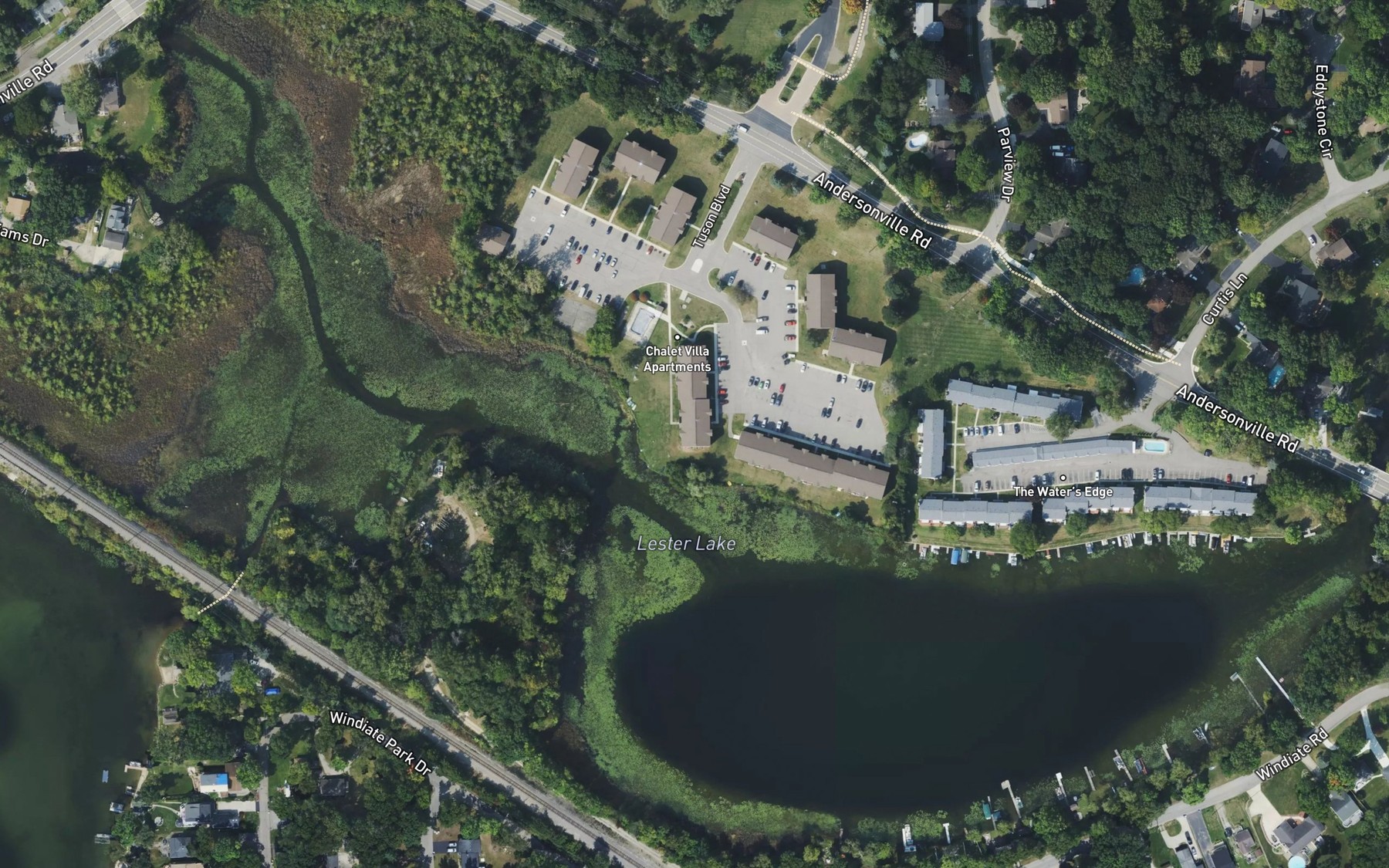 Satellite map of the Lester Lake