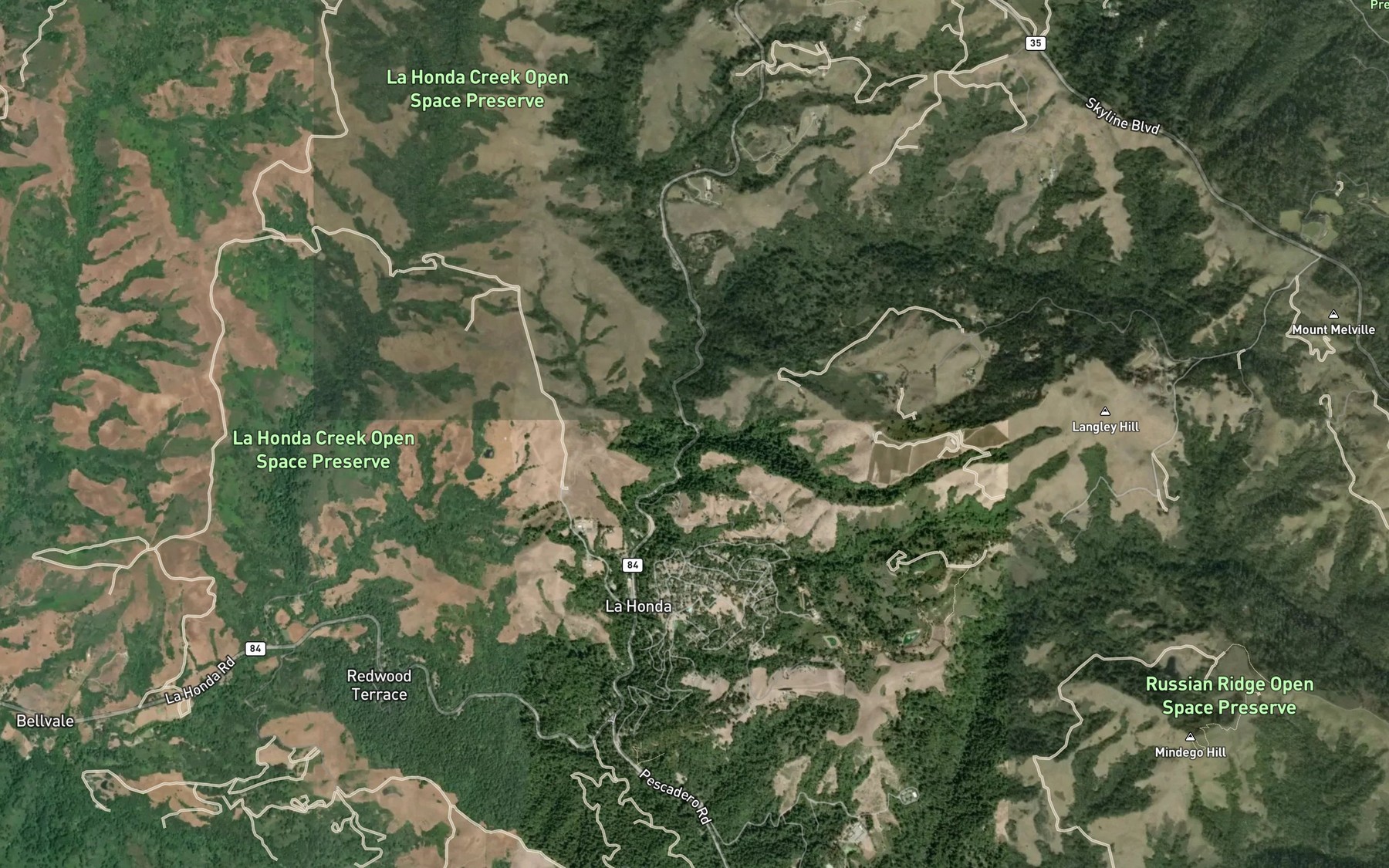 Satellite map of the Langley Creek