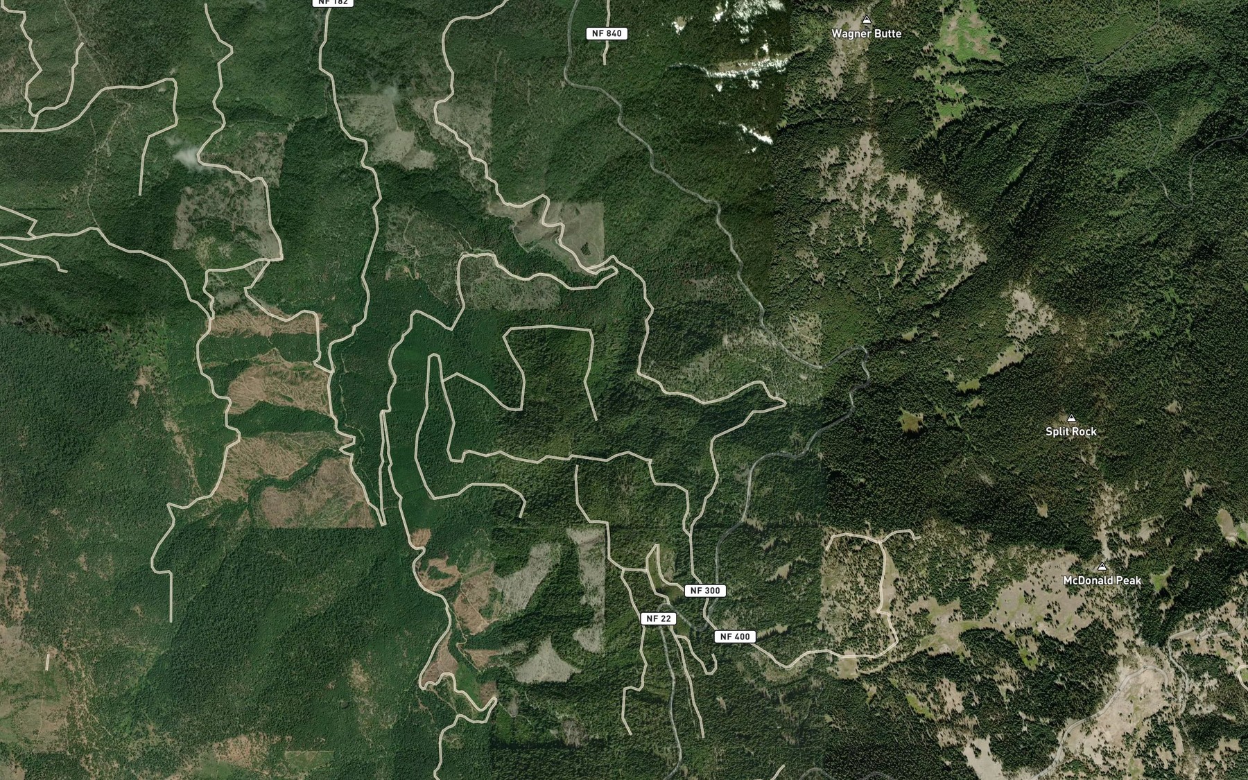 Satellite map of the Split Rock Creek
