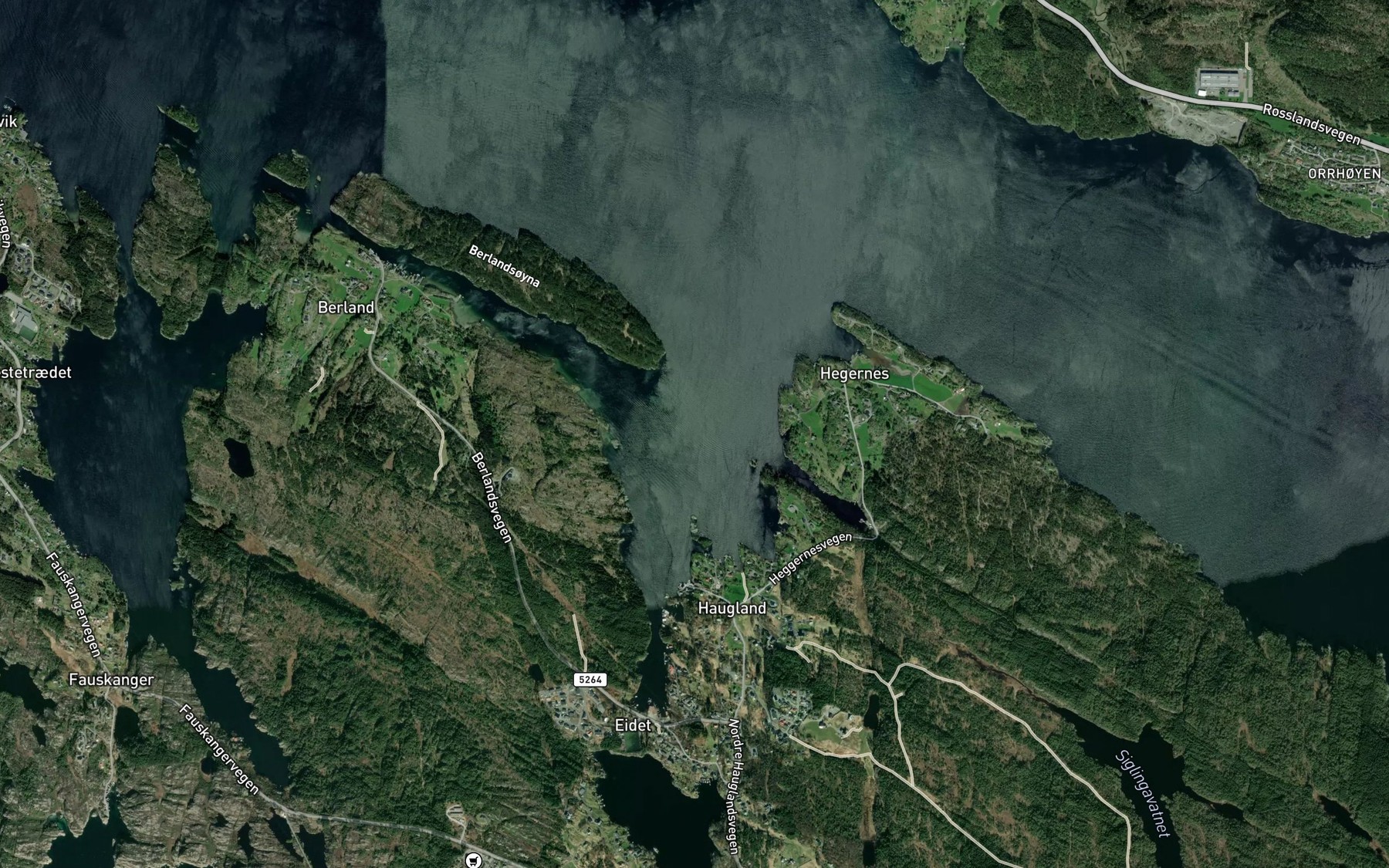 Satellite map of the Hauglandsosen
