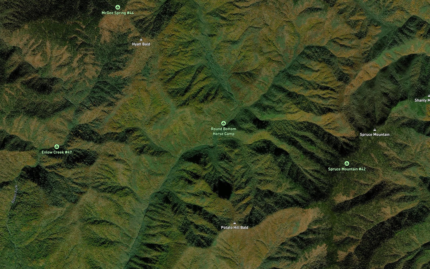 Satellite map of the Round Bottom Creek