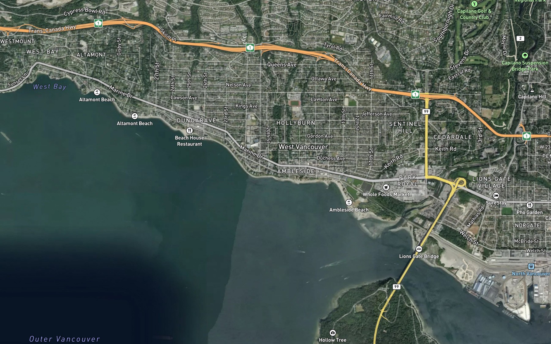 Satellite map of the McDonald Creek