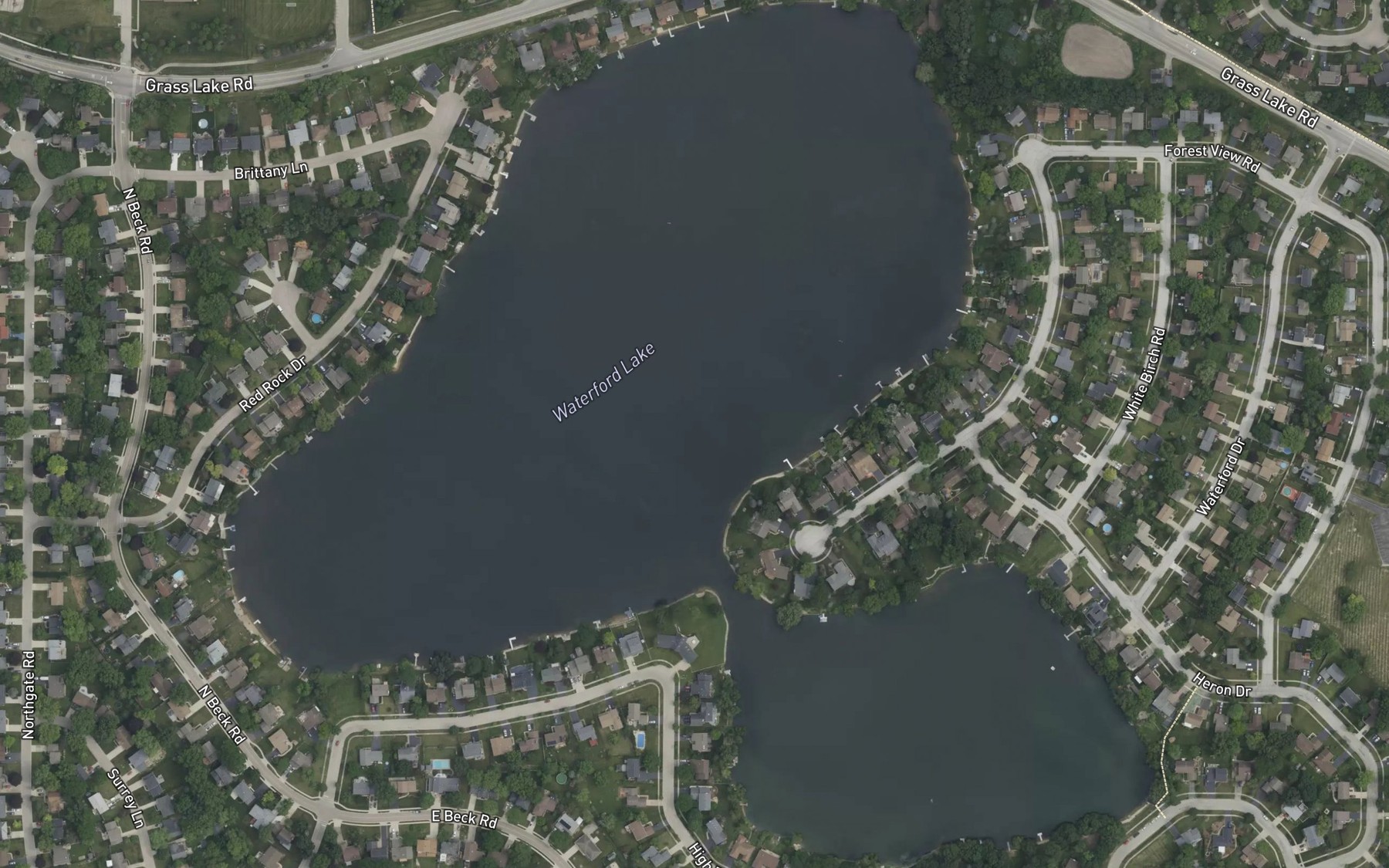 Satellite map of the Waterford Lake