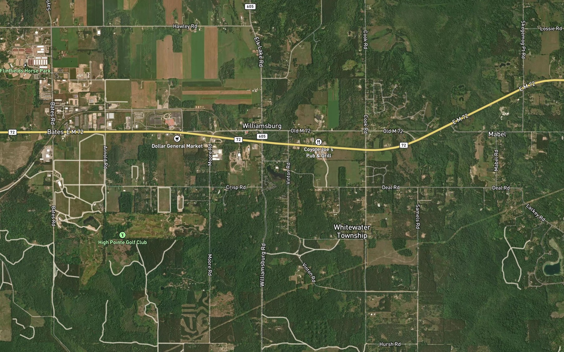Satellite map of the Bissell Creek