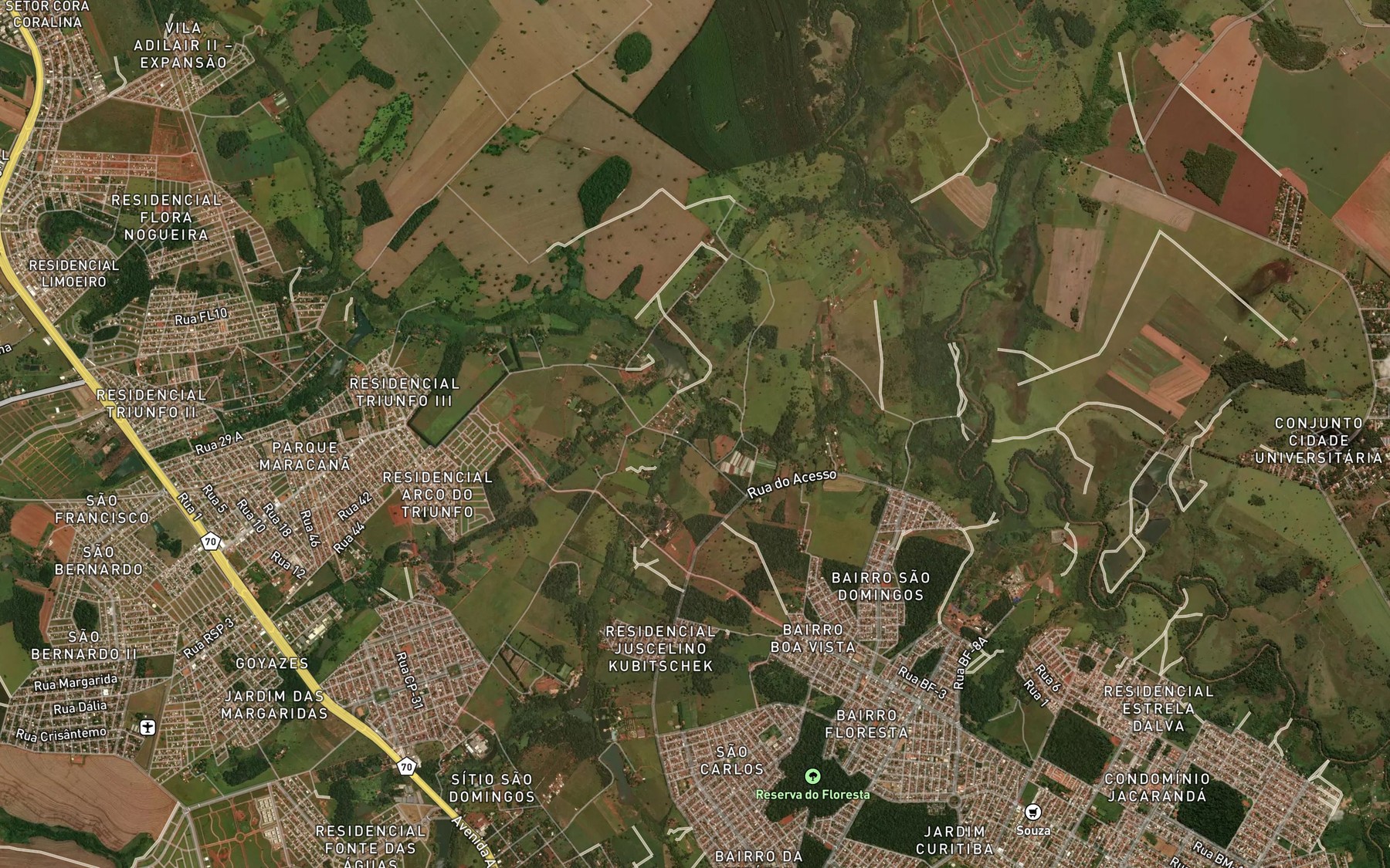 Satellite map of the Corrego Pinguela Preta