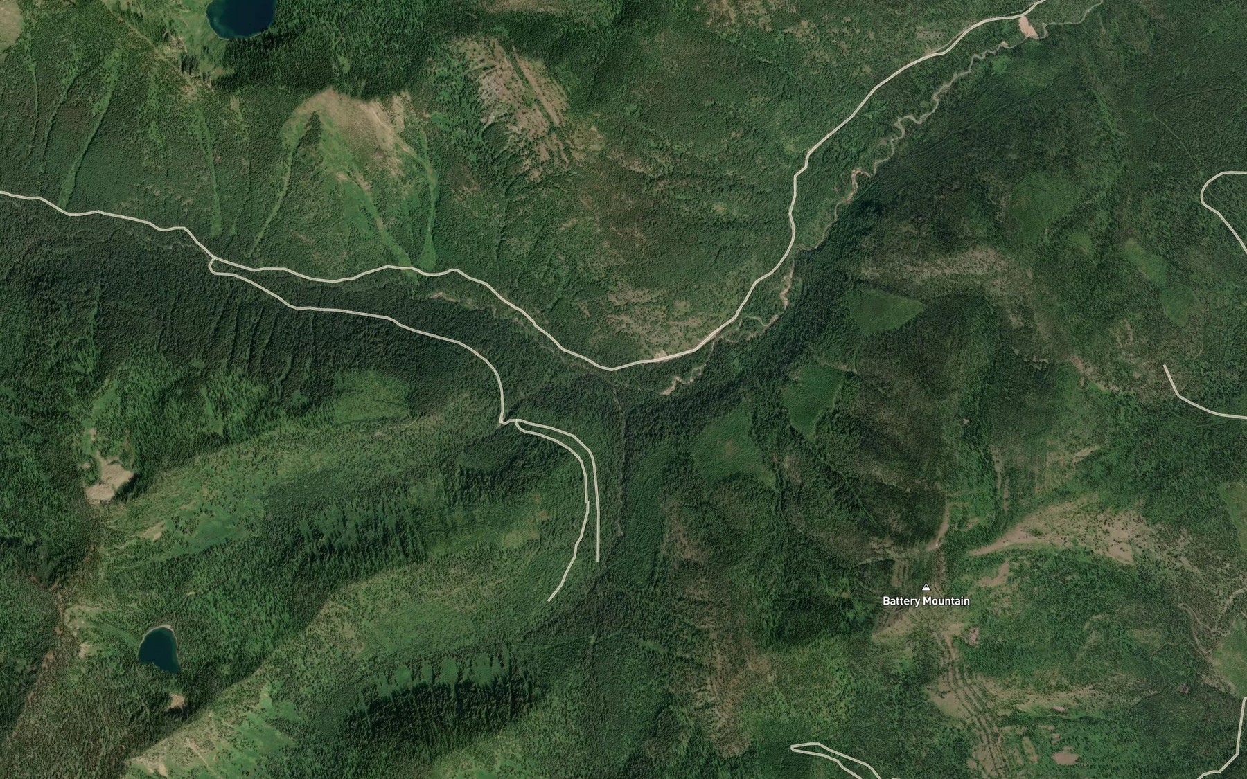 Satellite map of the Trapper Creek