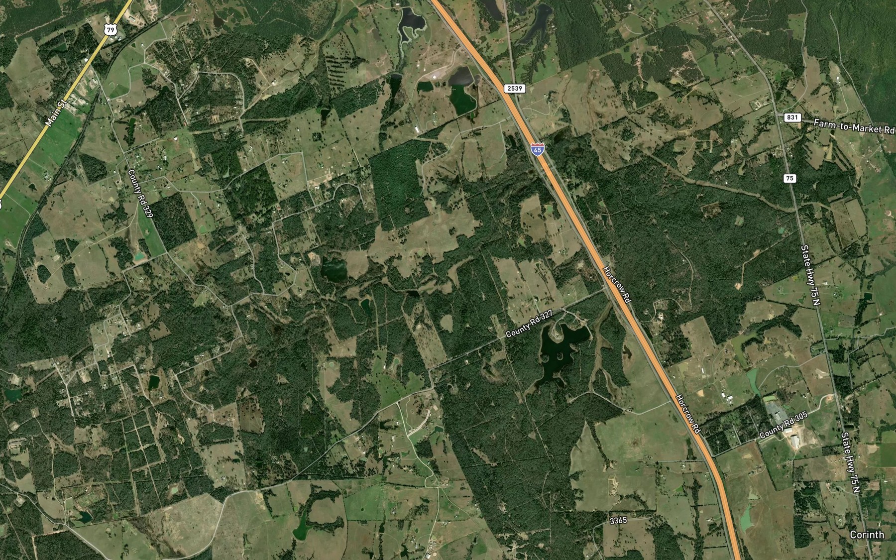 Satellite map of the Red Oak Branch