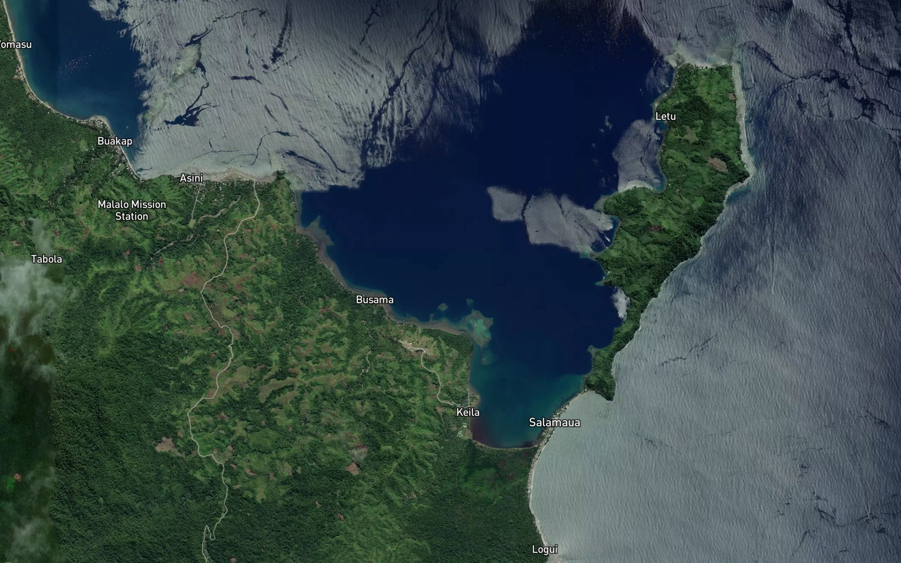 Satellite map of the Salamaua Harbour
