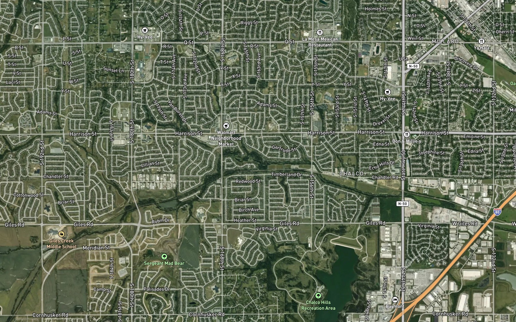 Satellite map of the Mission Creek
