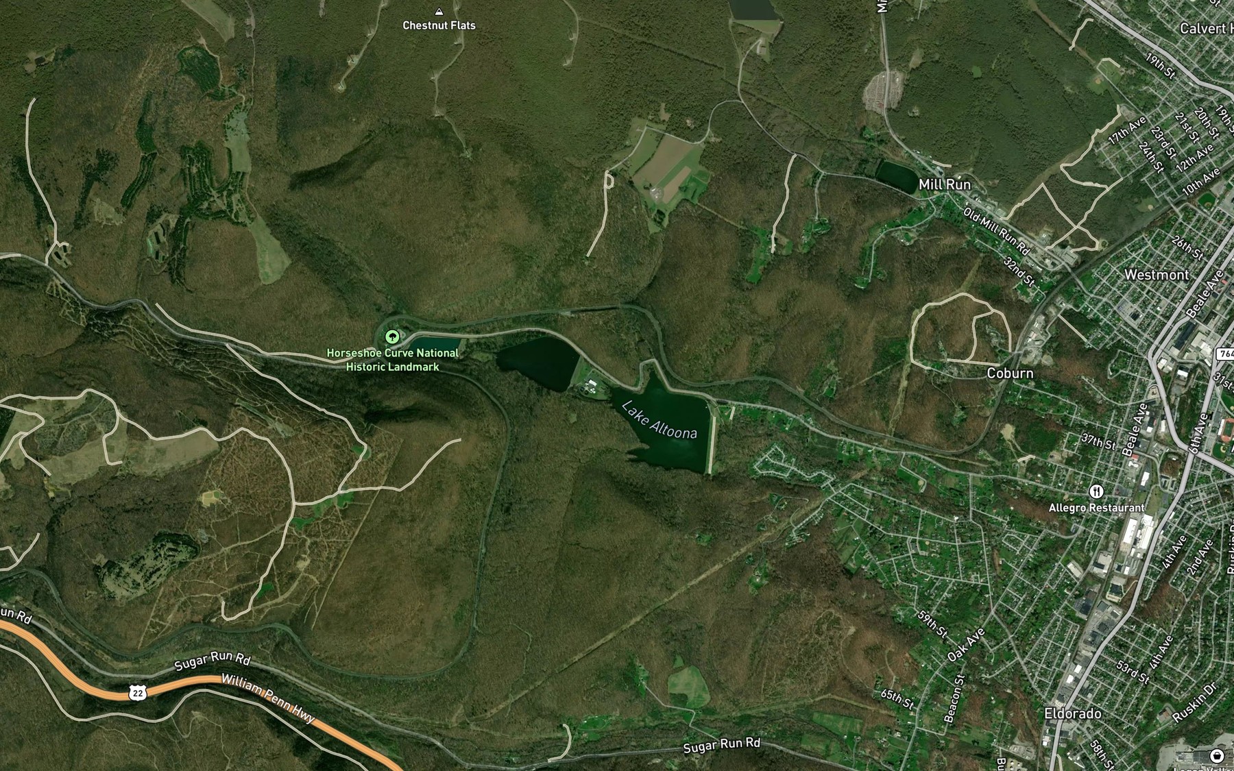 Satellite map of the Glenwhite Run