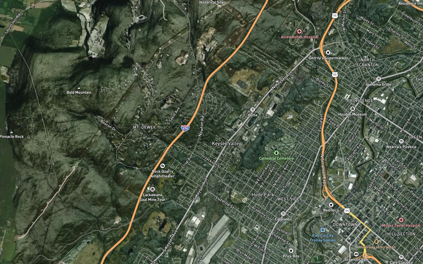 Satellite map of the Capouse Reservoir (historical)