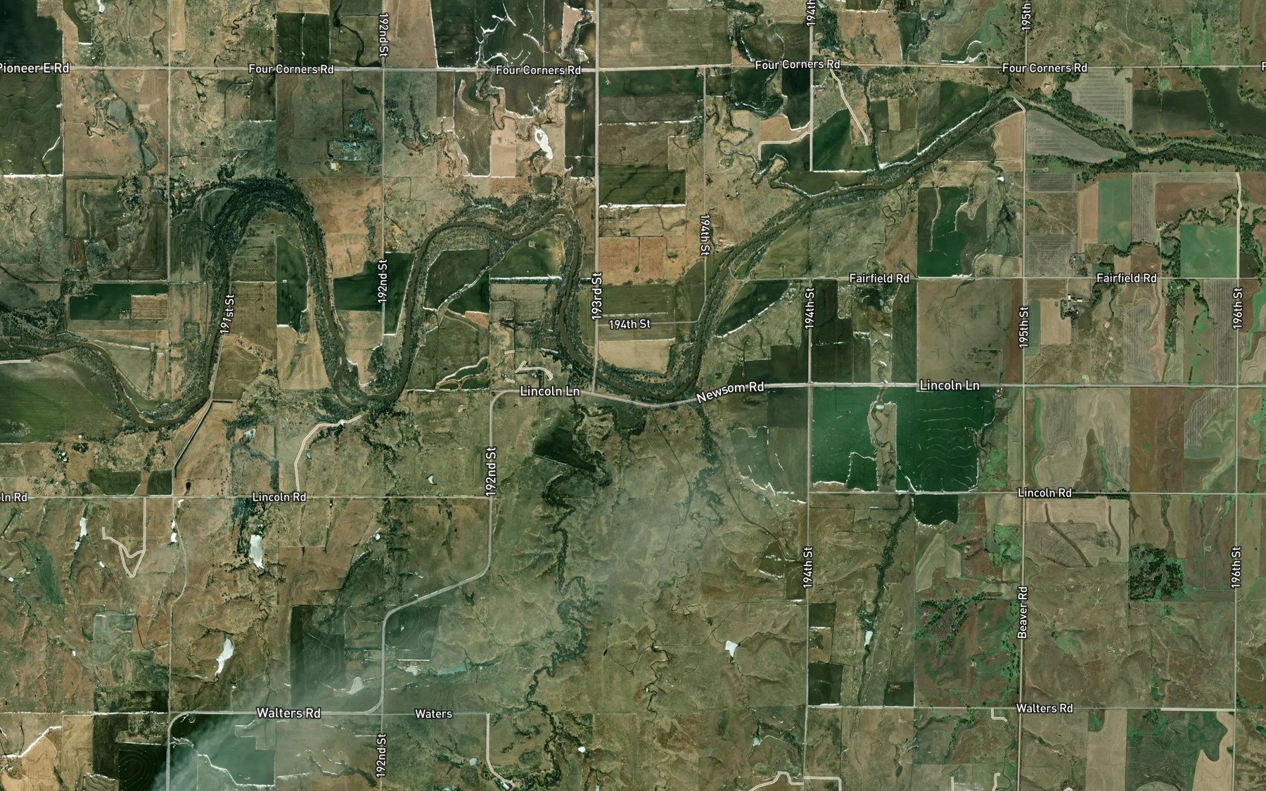 Satellite map of the Goose Creek