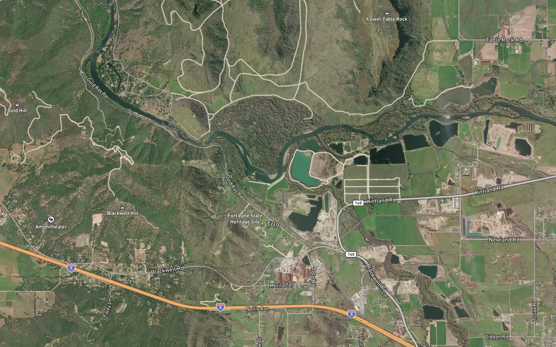 Satellite map of the Gold Ray Reservoir