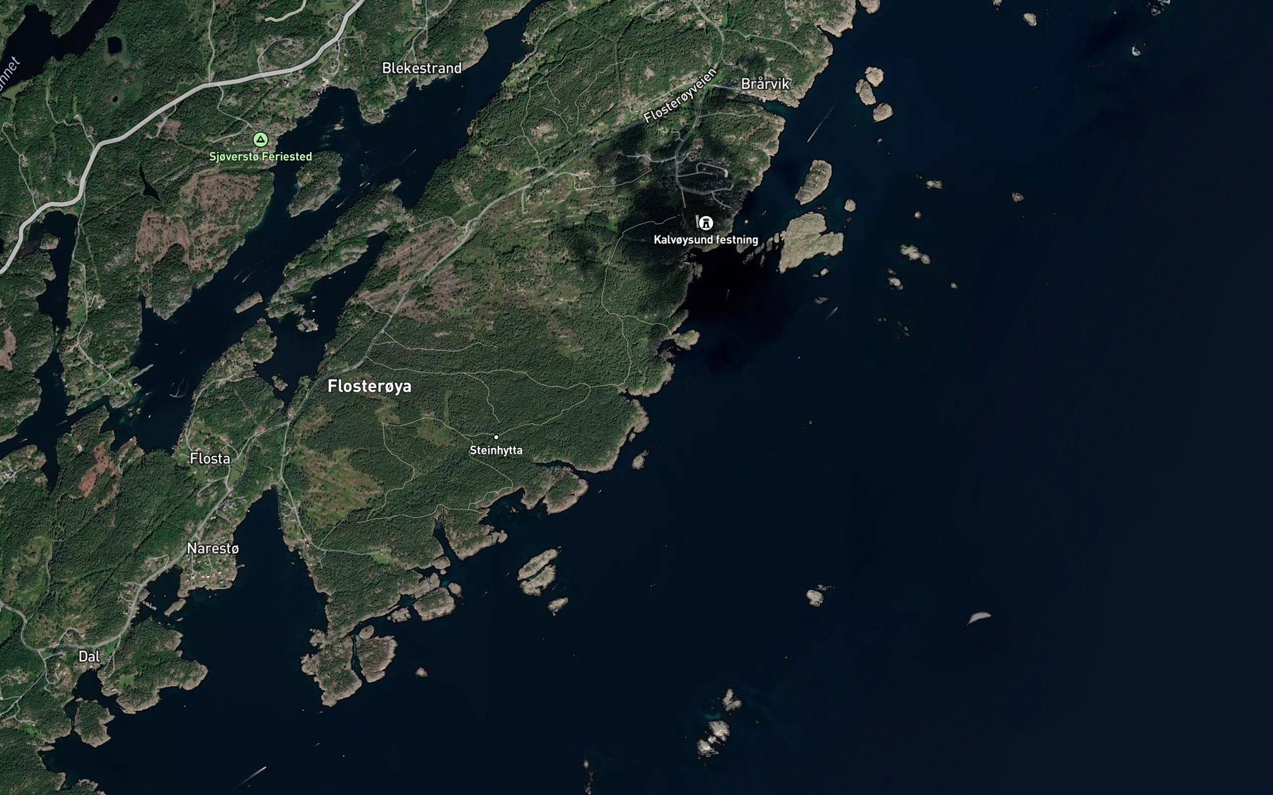 Satellite map of the Stangeneskilen