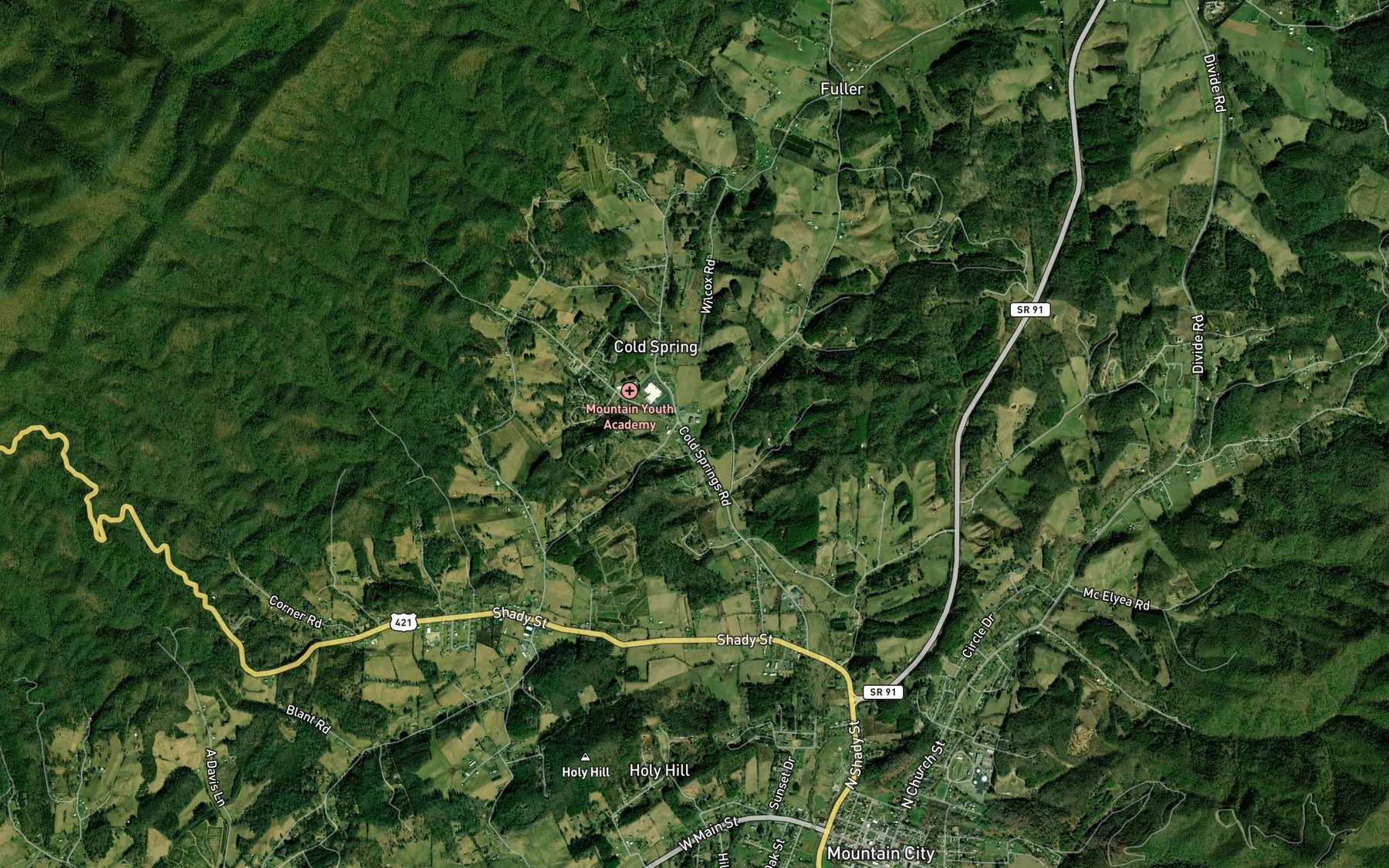 Satellite map of the Patrick Branch