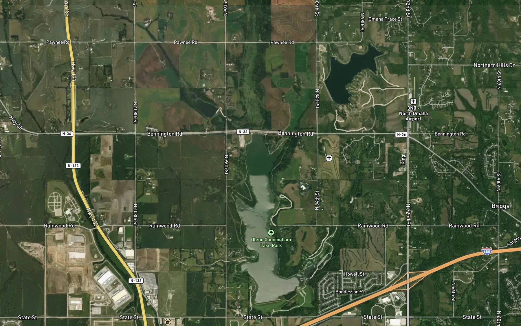 Satellite map of the Lonergan Creek